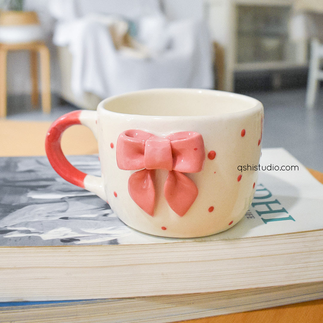 Ceramic Coffee Mug - Small Dotty Bow