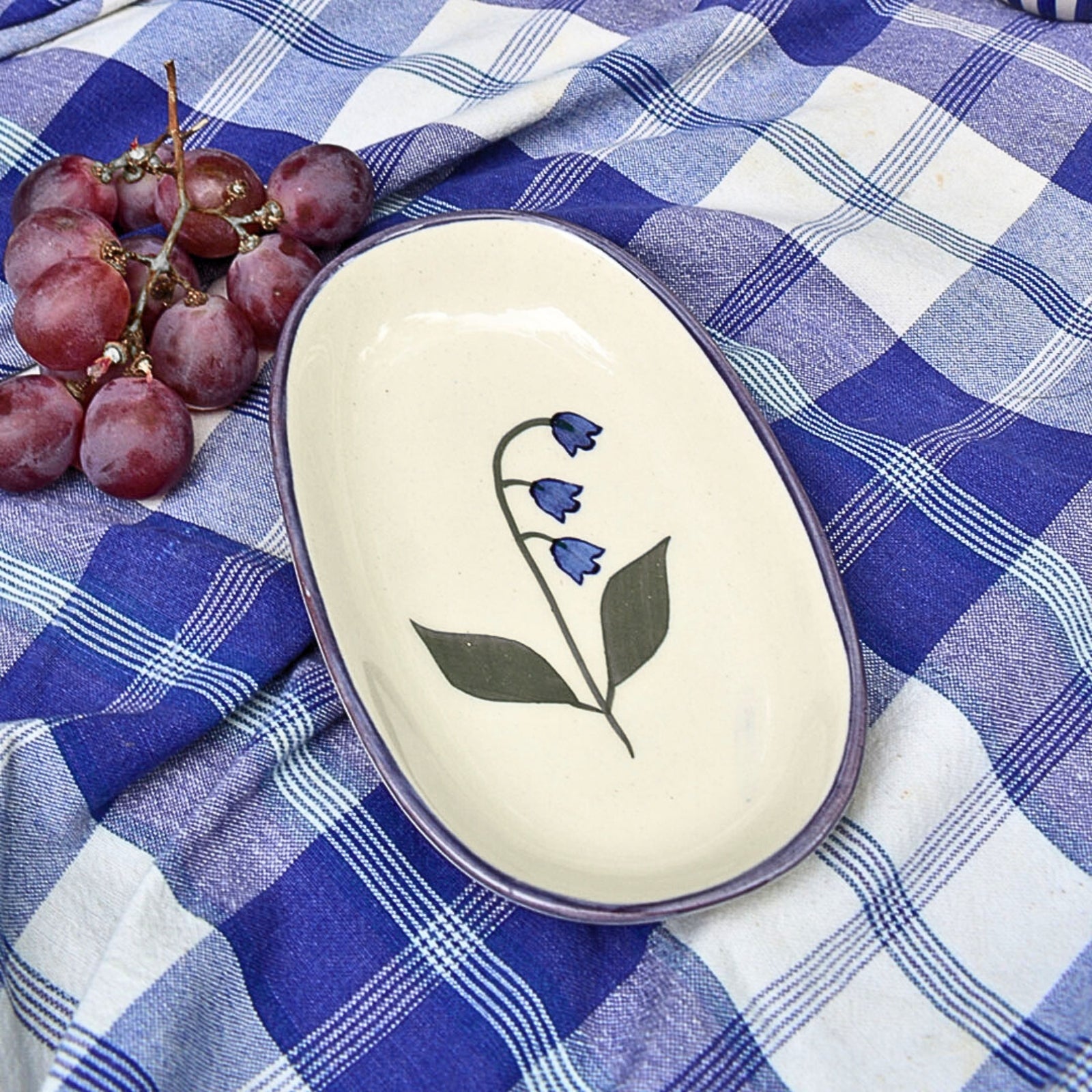 Ceramic Oval Bowl - Blue bell (1pc)