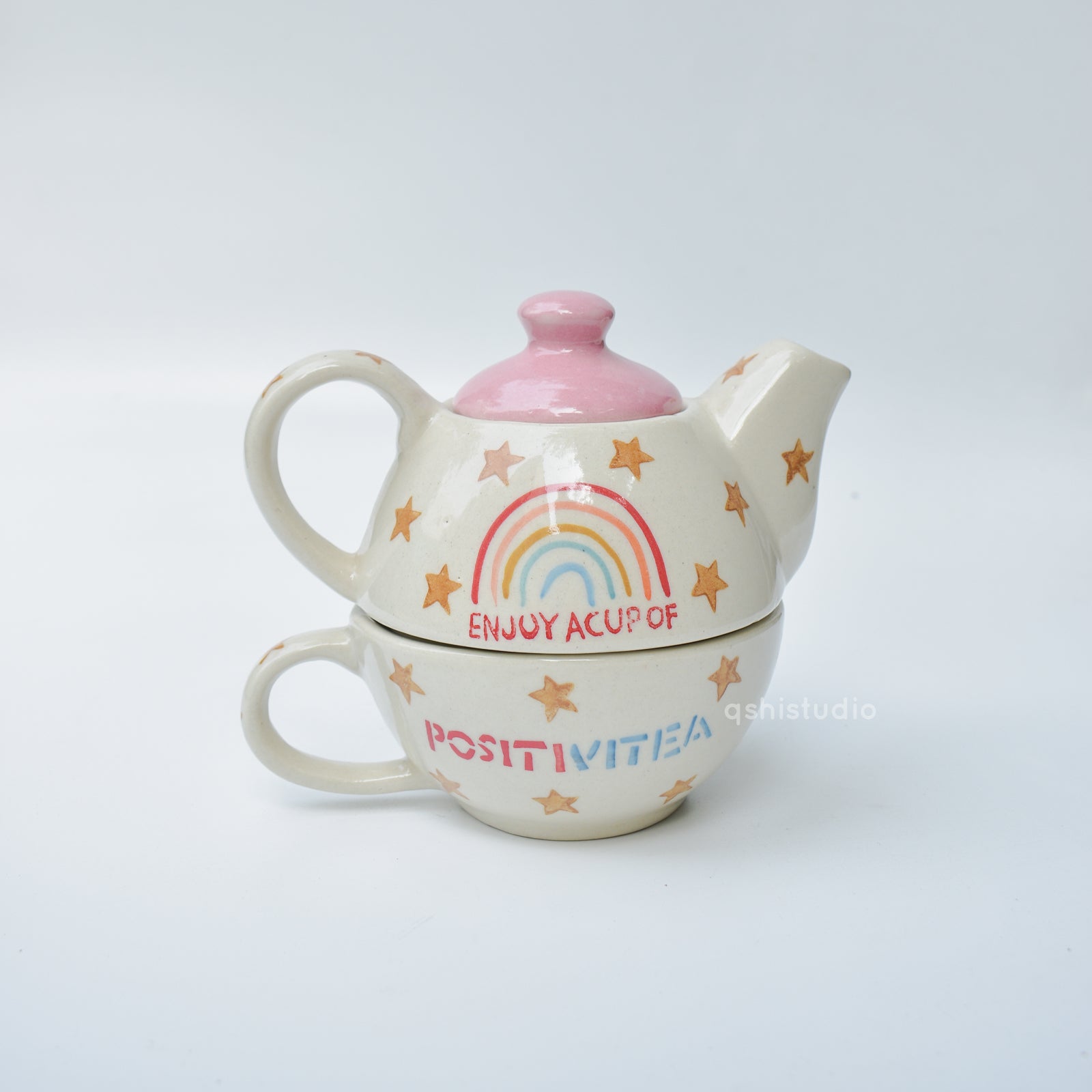 Ceramic Tea Pot & Cup Set - Positivitea