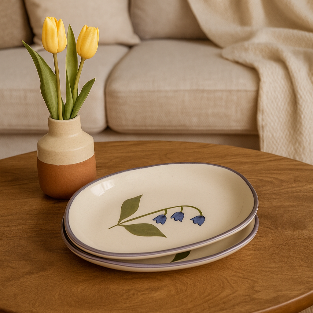 Ceramic Oval Bowl - Blue bell (1pc)