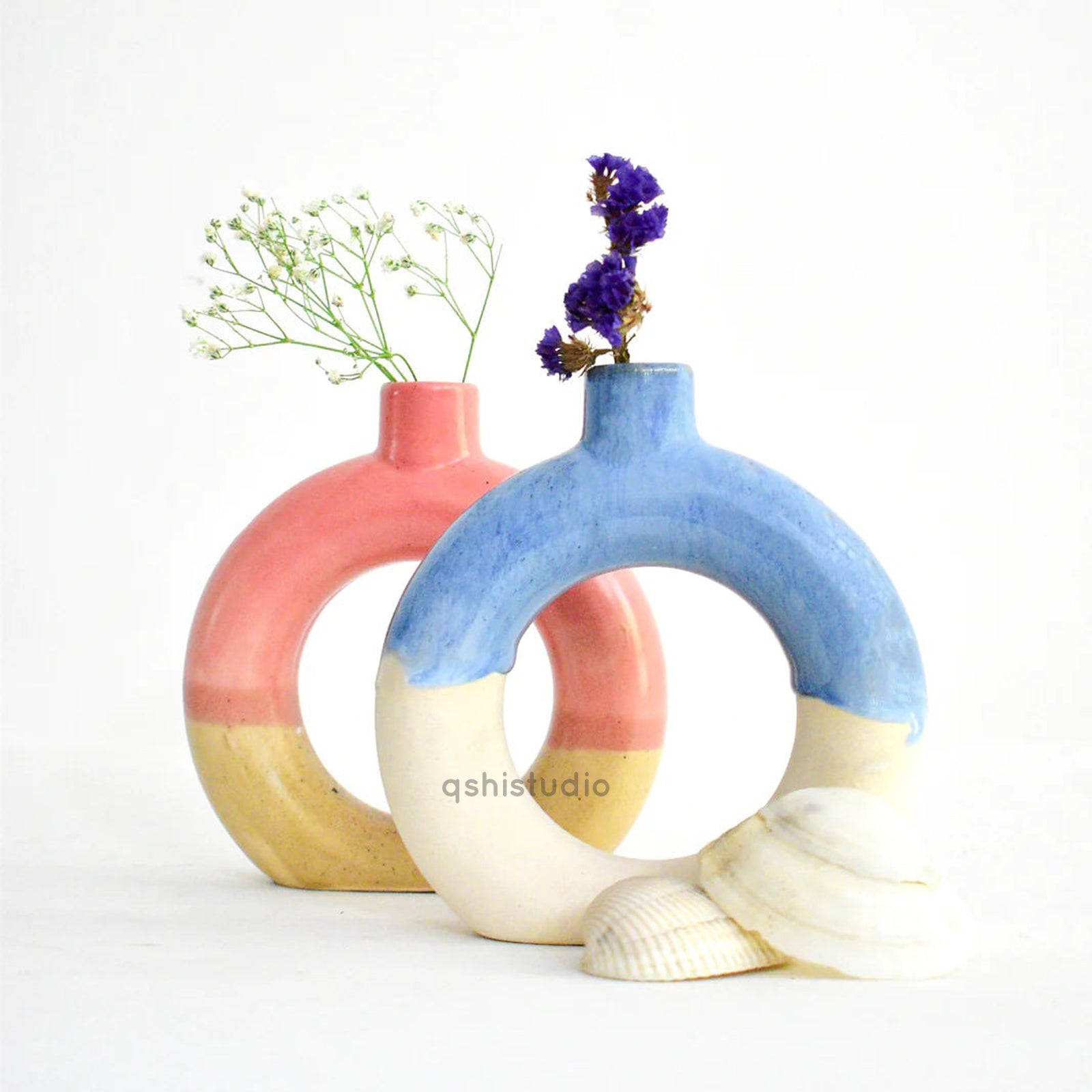 Donut Ceramic Vase Set - Bubblegum & Ocean Dip