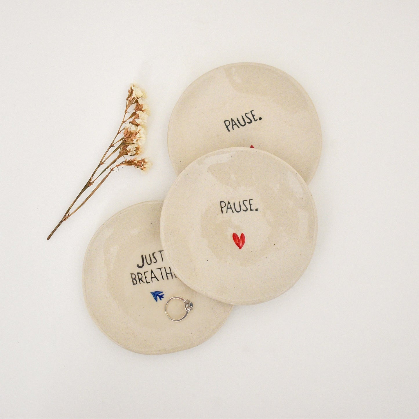 pause breathe ceramic coasters set