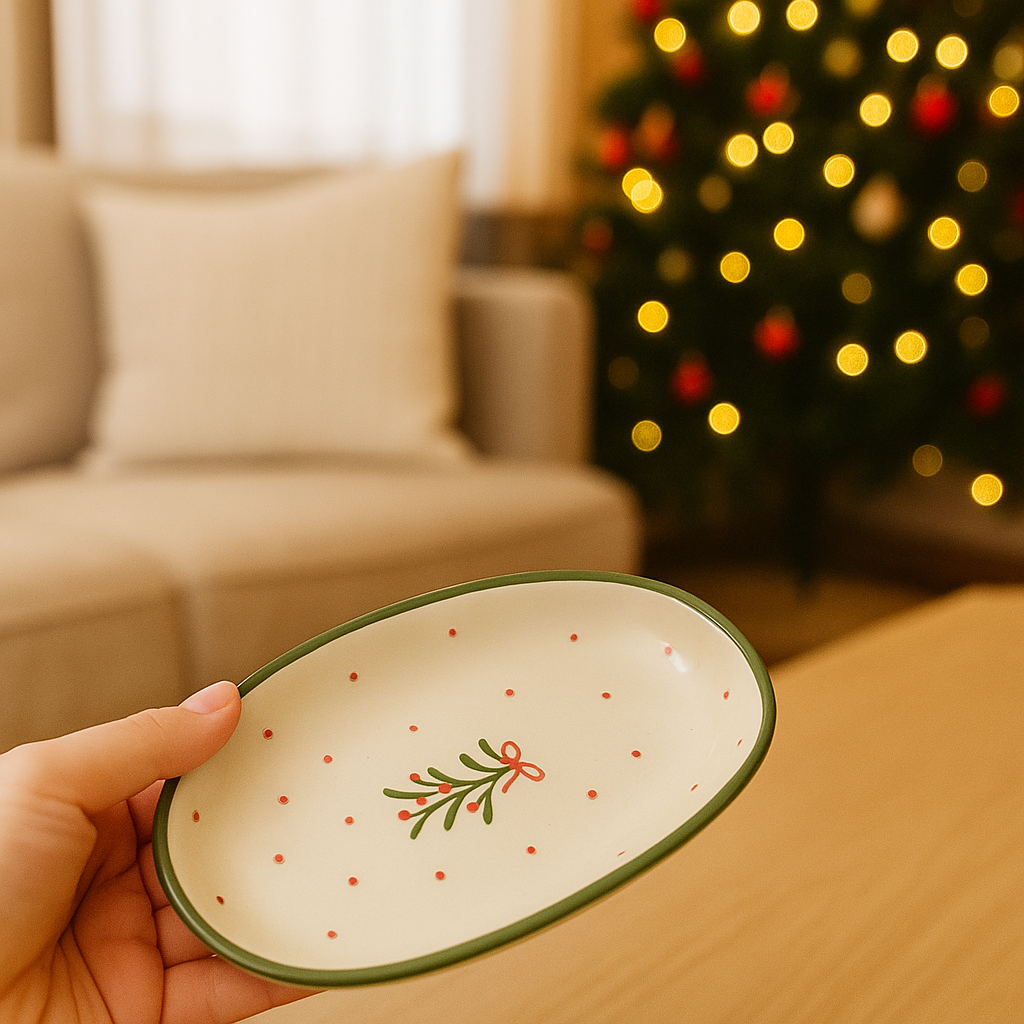 Serving Ceramic Bowl - Mistletoe ( 1 pc)