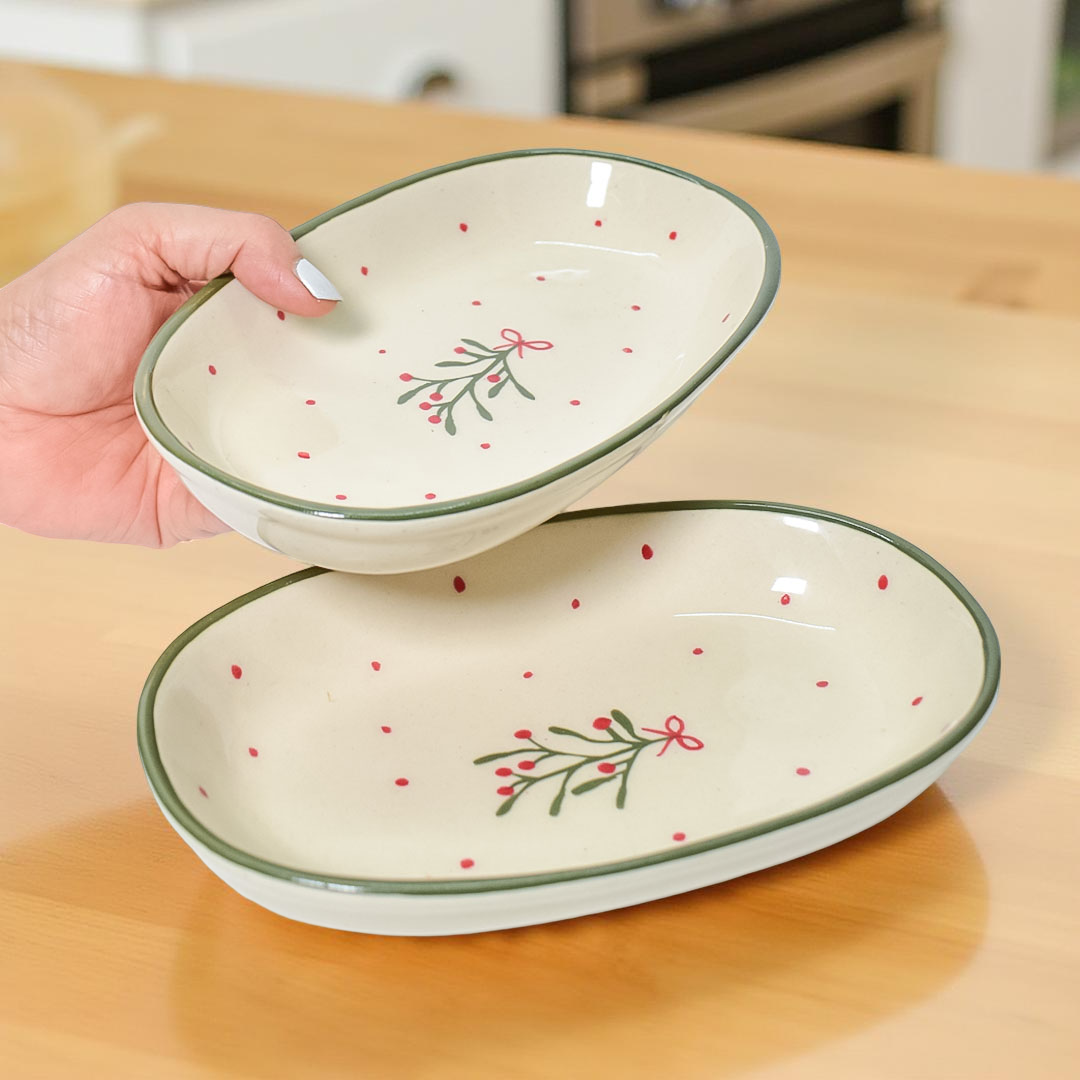 Serving Ceramic Bowl - Mistletoe ( 1 pc)