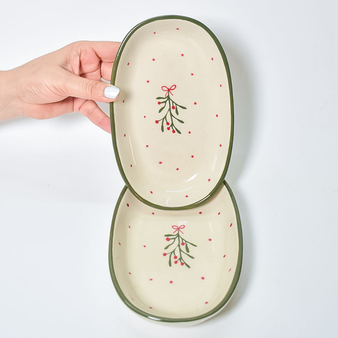 Serving Ceramic Bowl - Mistletoe ( 1 pc)