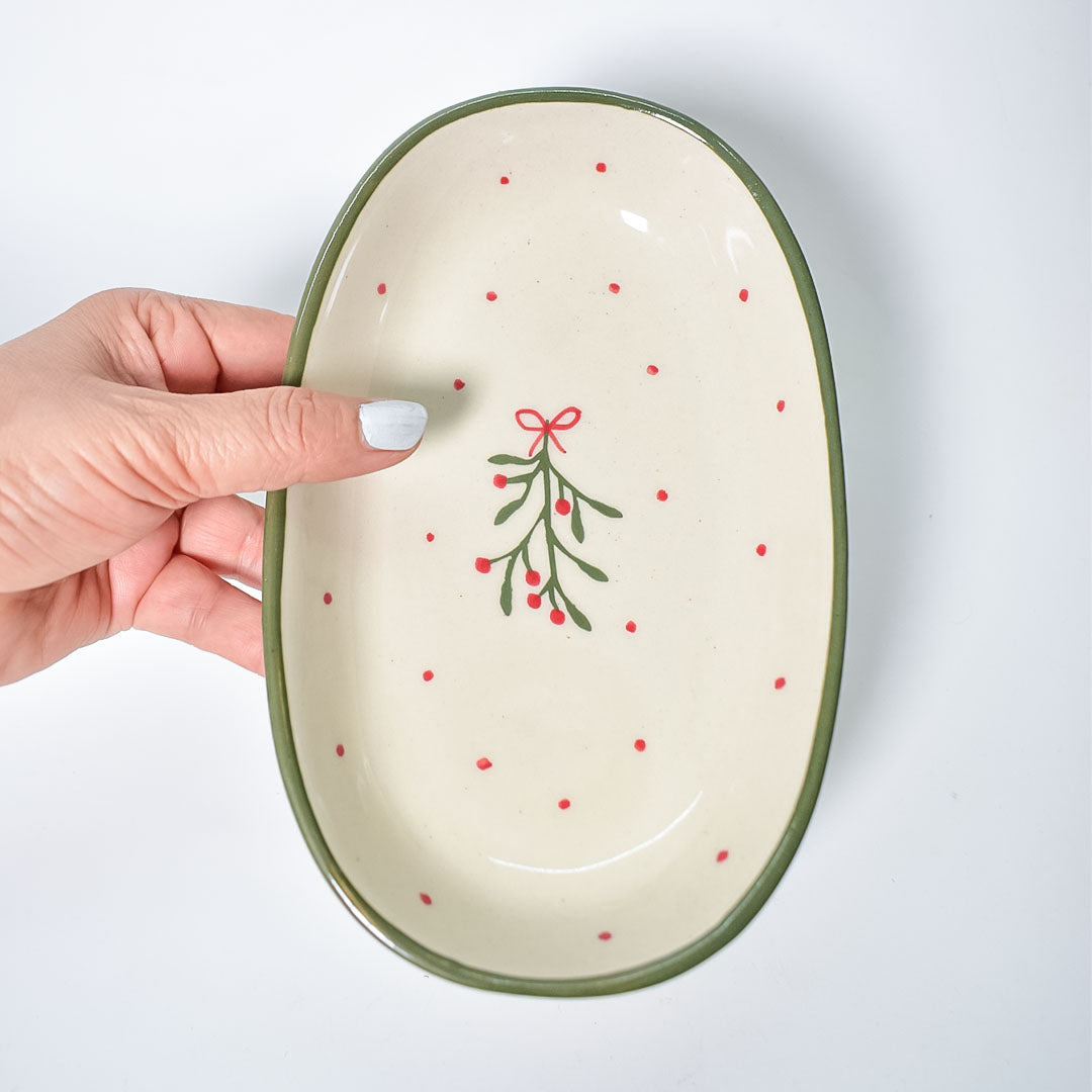 Serving Ceramic Bowl - Mistletoe ( 1 pc)