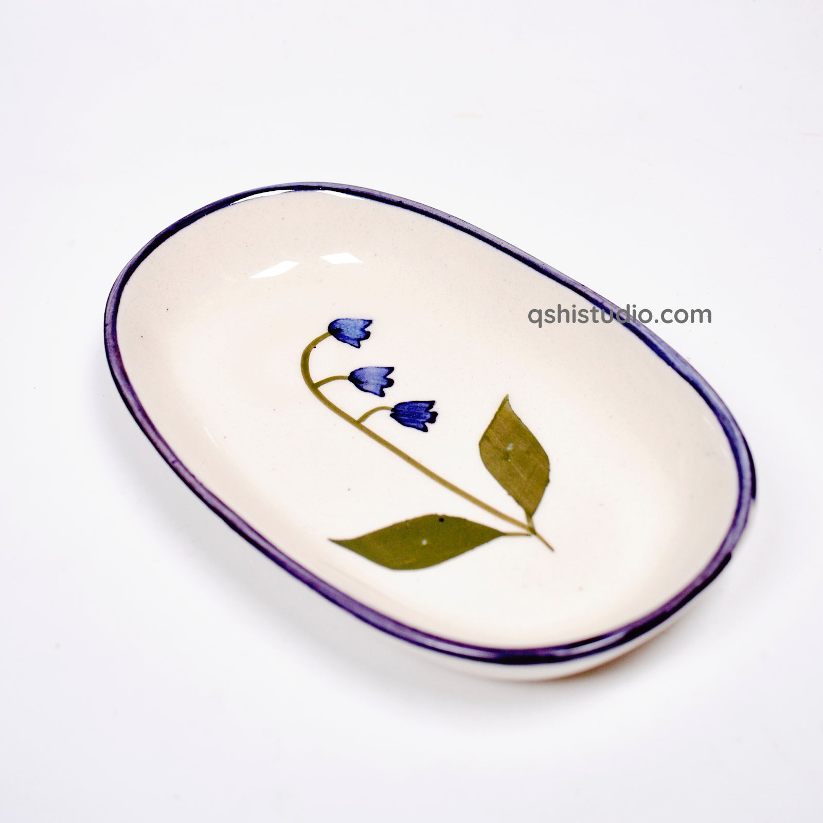 Ceramic Oval Bowl - Blue bell (1pc)