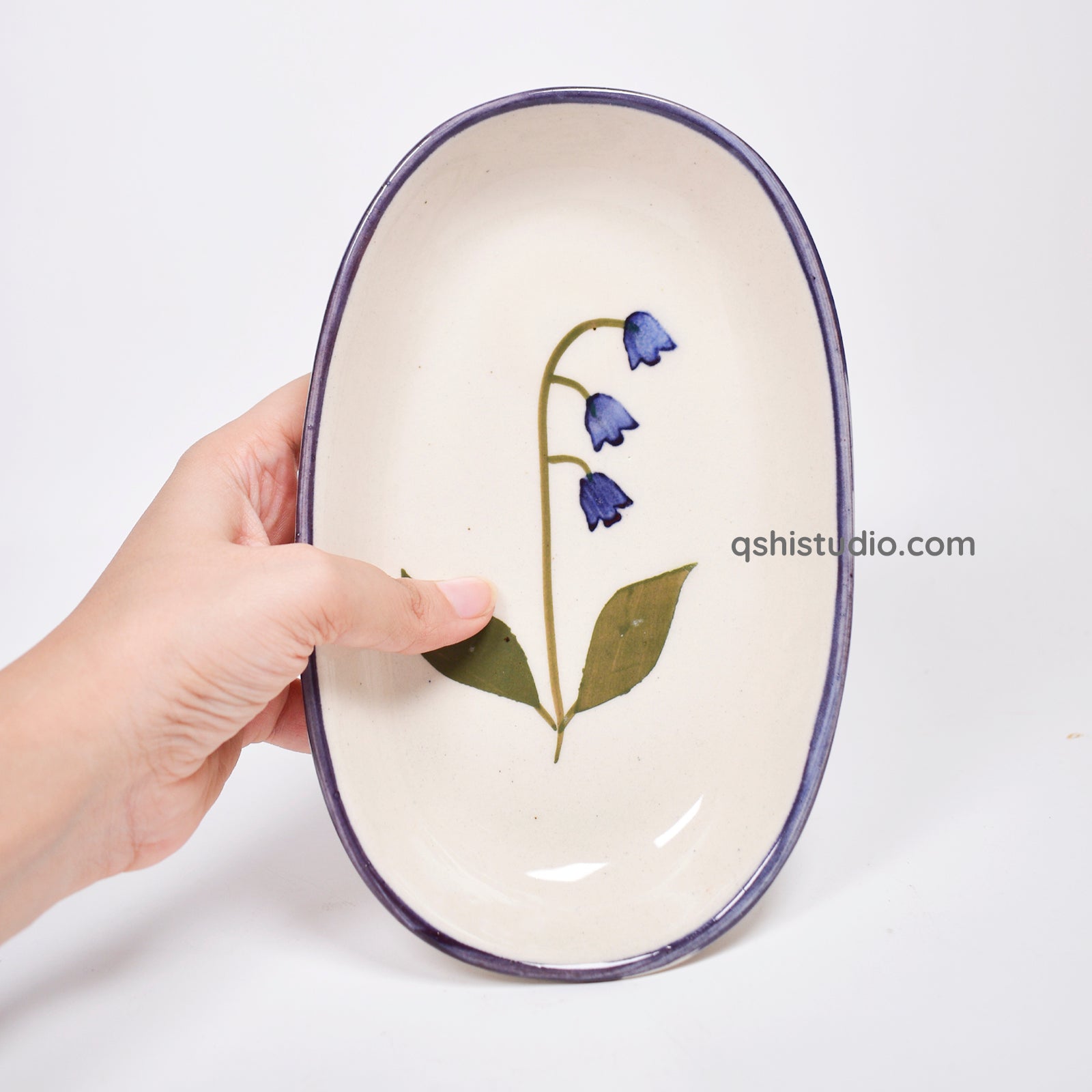 Ceramic Oval Bowl - Blue bell (1pc)