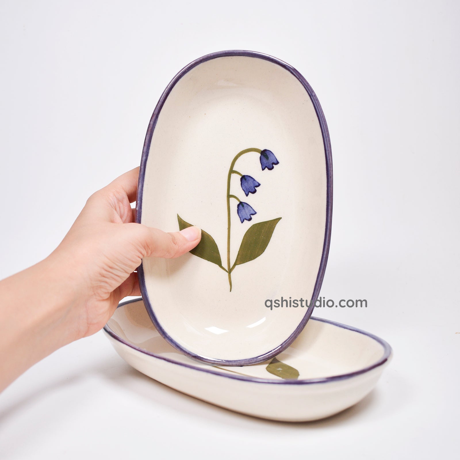Ceramic Oval Bowl - Blue bell (1pc)