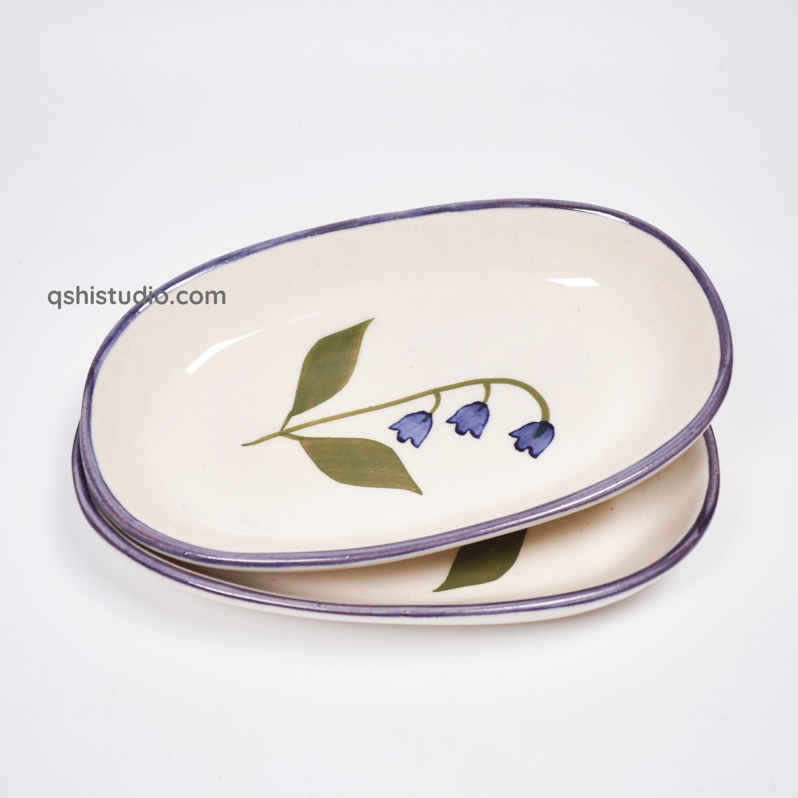 Ceramic Oval Bowl - Blue bell (1pc)