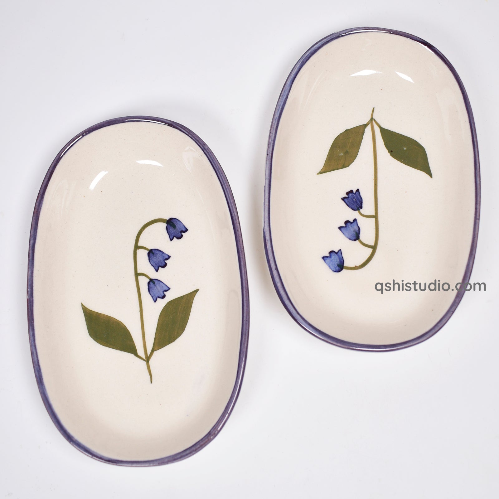 Ceramic Oval Bowl - Blue bell (1pc)
