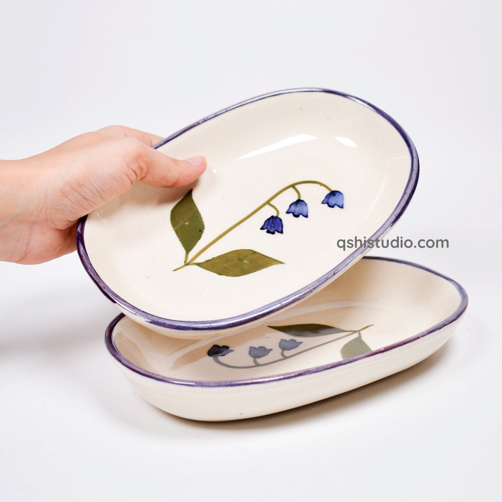 Ceramic Oval Bowl - Blue bell (1pc)