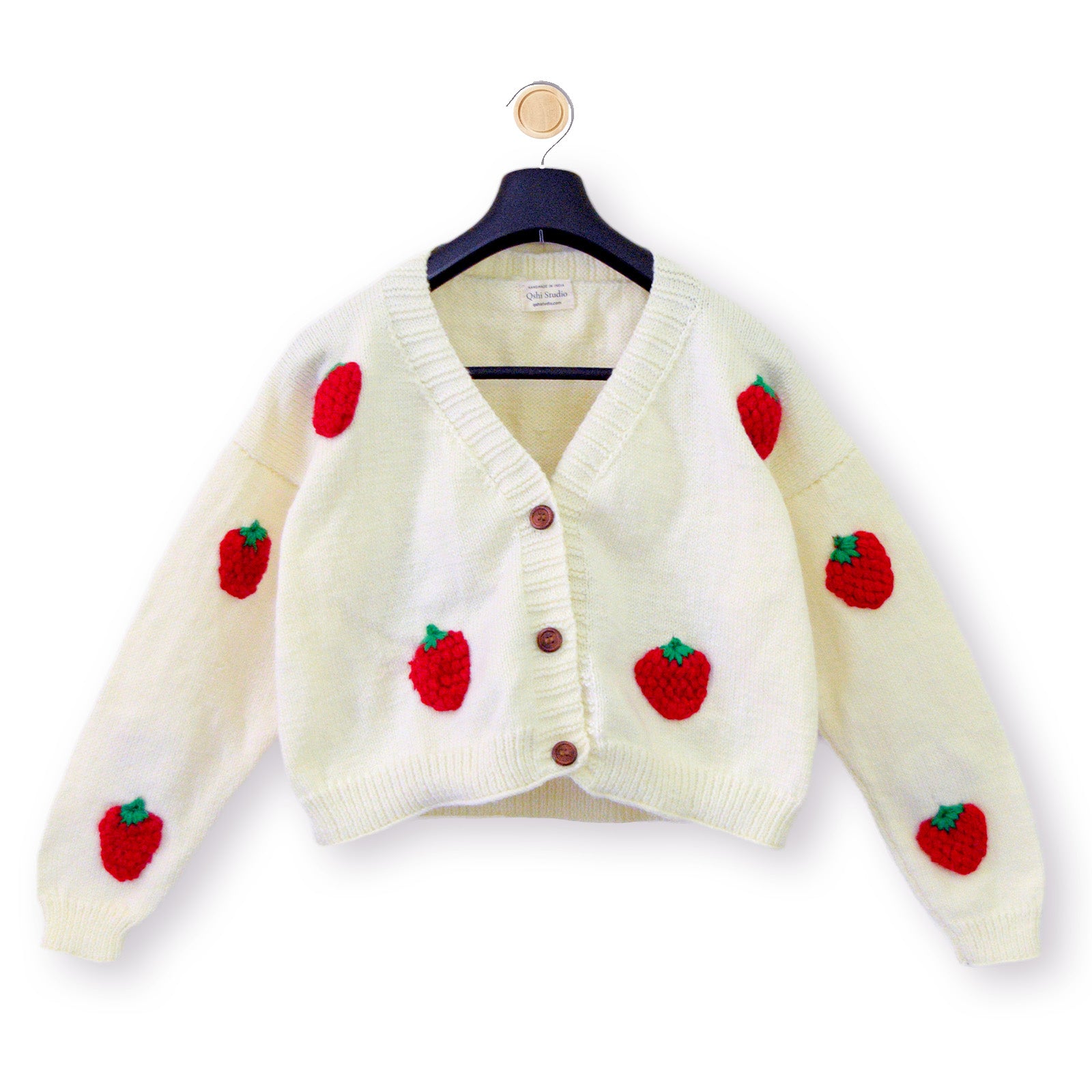 Oversized Hand Knitted Sweater - Strawberry