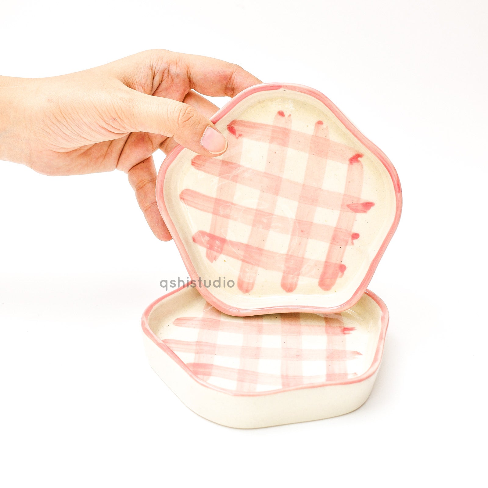Handmade Coasters - Pink Check