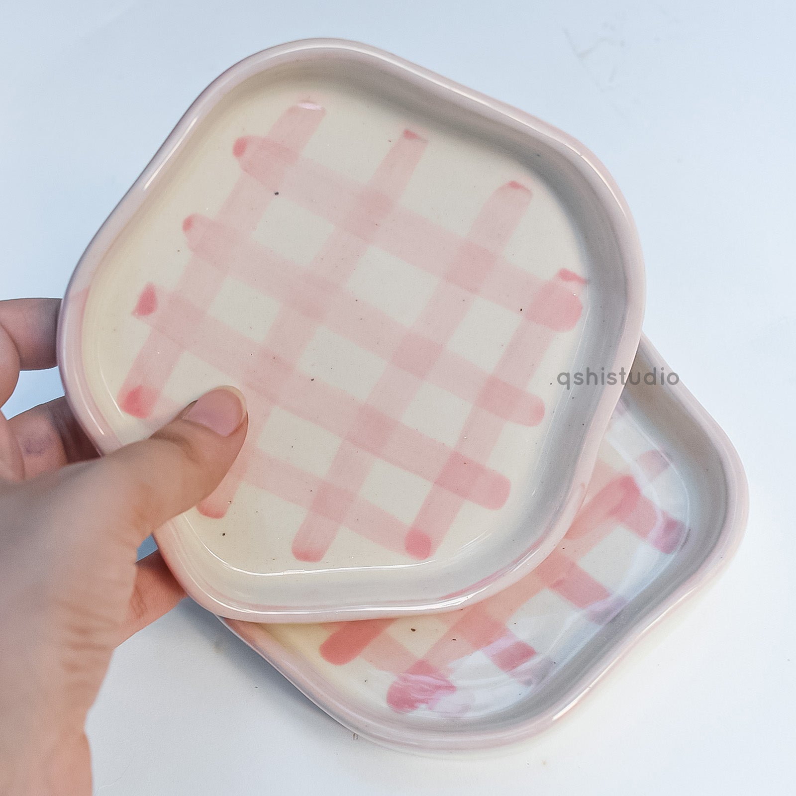 Handmade Coasters - Pink Check