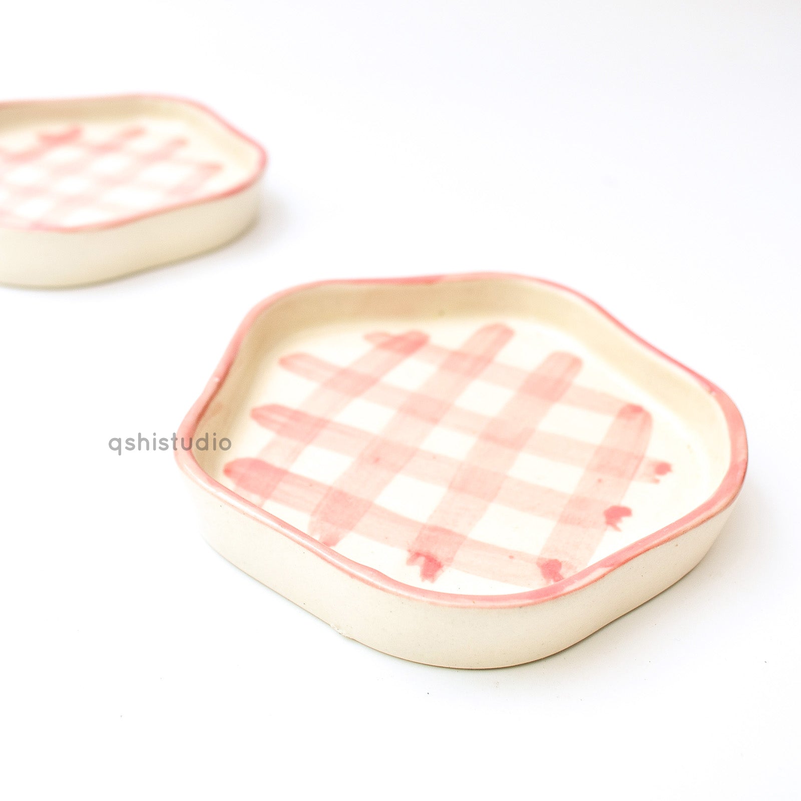 Handmade Coasters - Pink Check