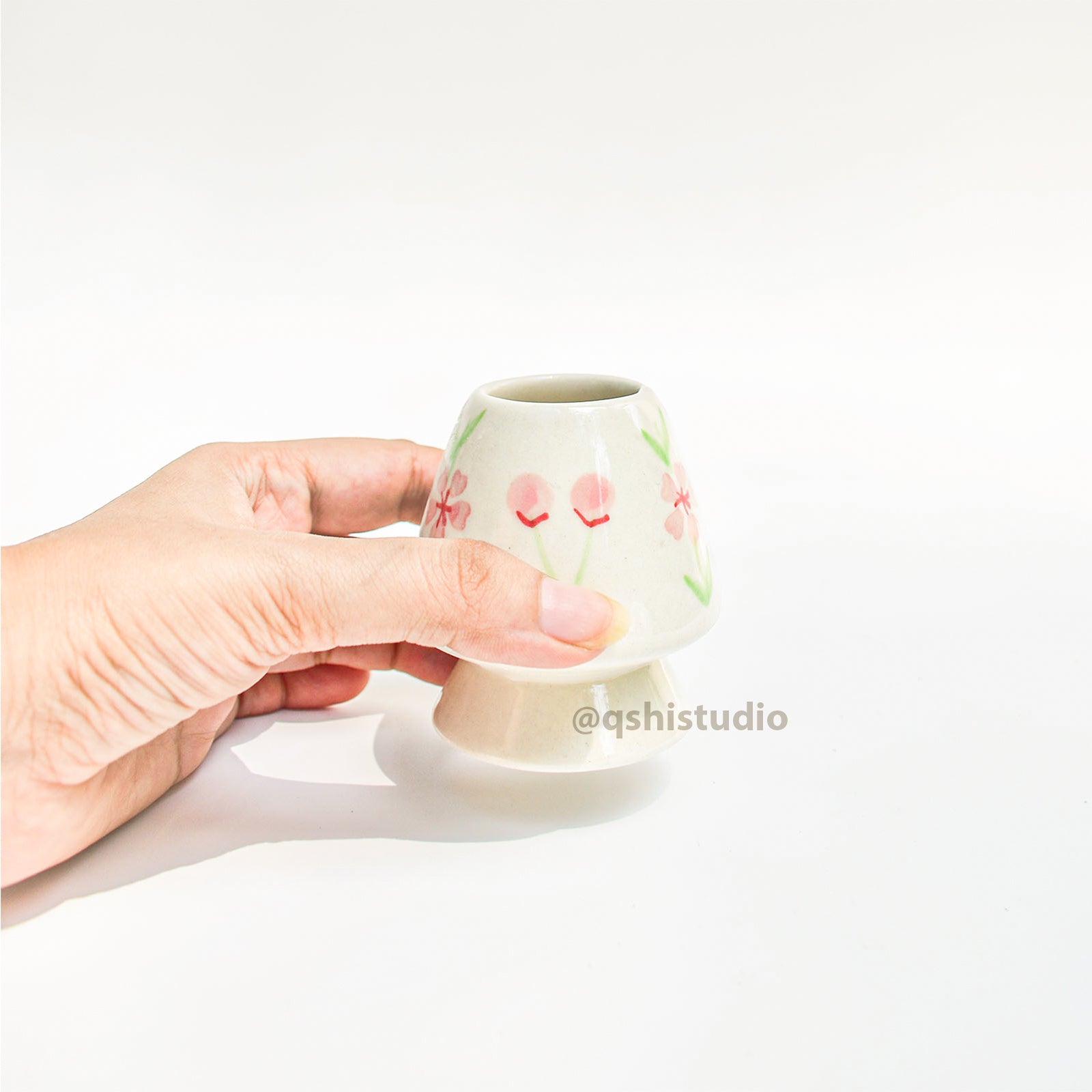Ceramic Matcha bowl & Whisk Holder - Sakura