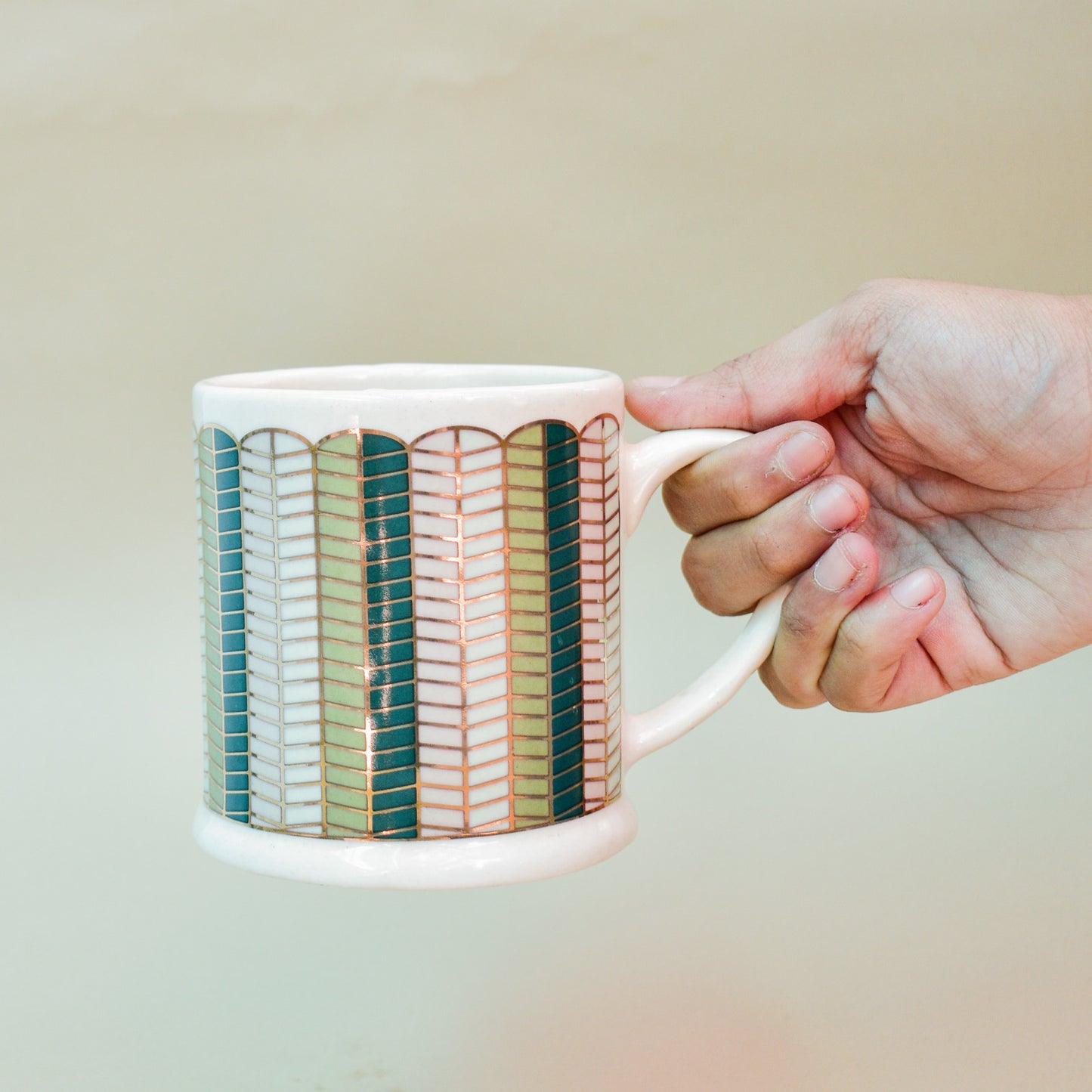 Handmade Ceramic Mug - Golden Leaf