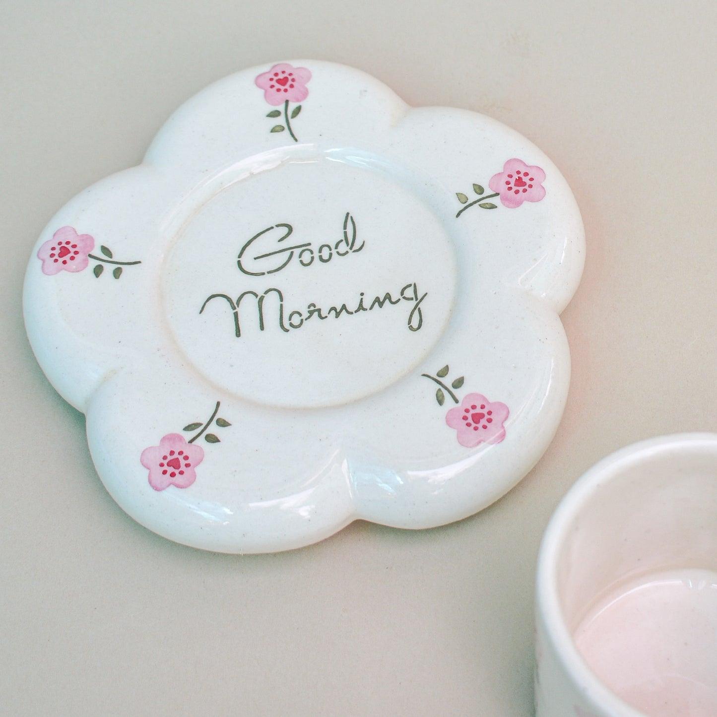 Coffee Ceramic Mug Saucer Set - Good Morning