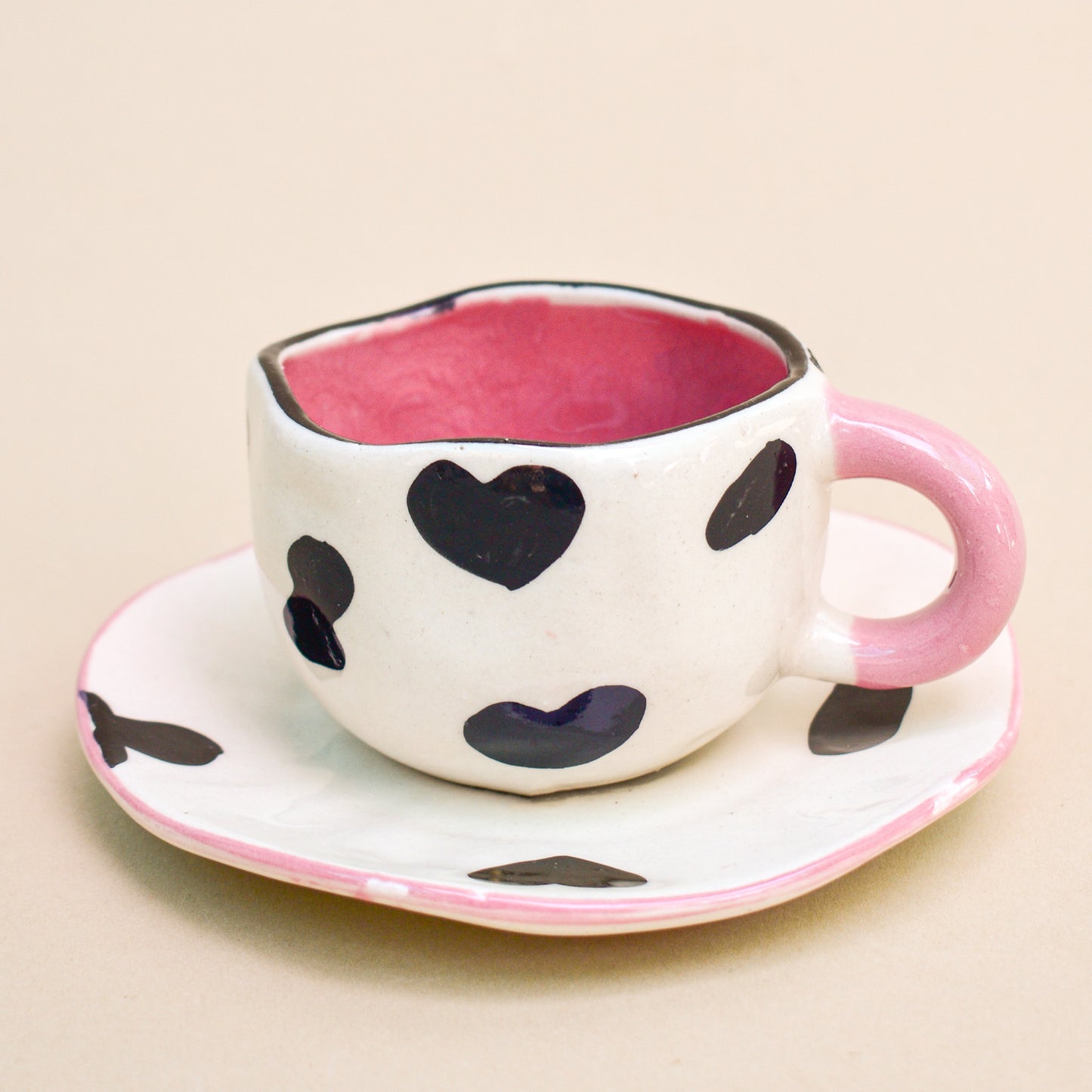 Cute Tea Cup Saucer Set - Cow