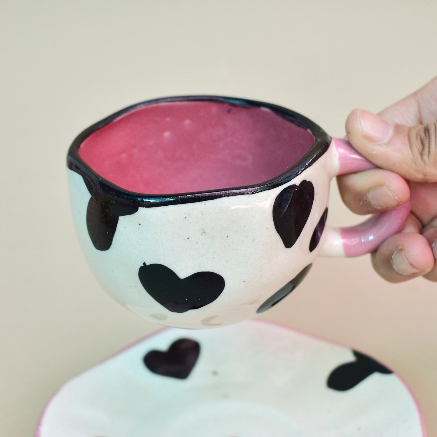 Cute Tea Cup Saucer Set - Cow