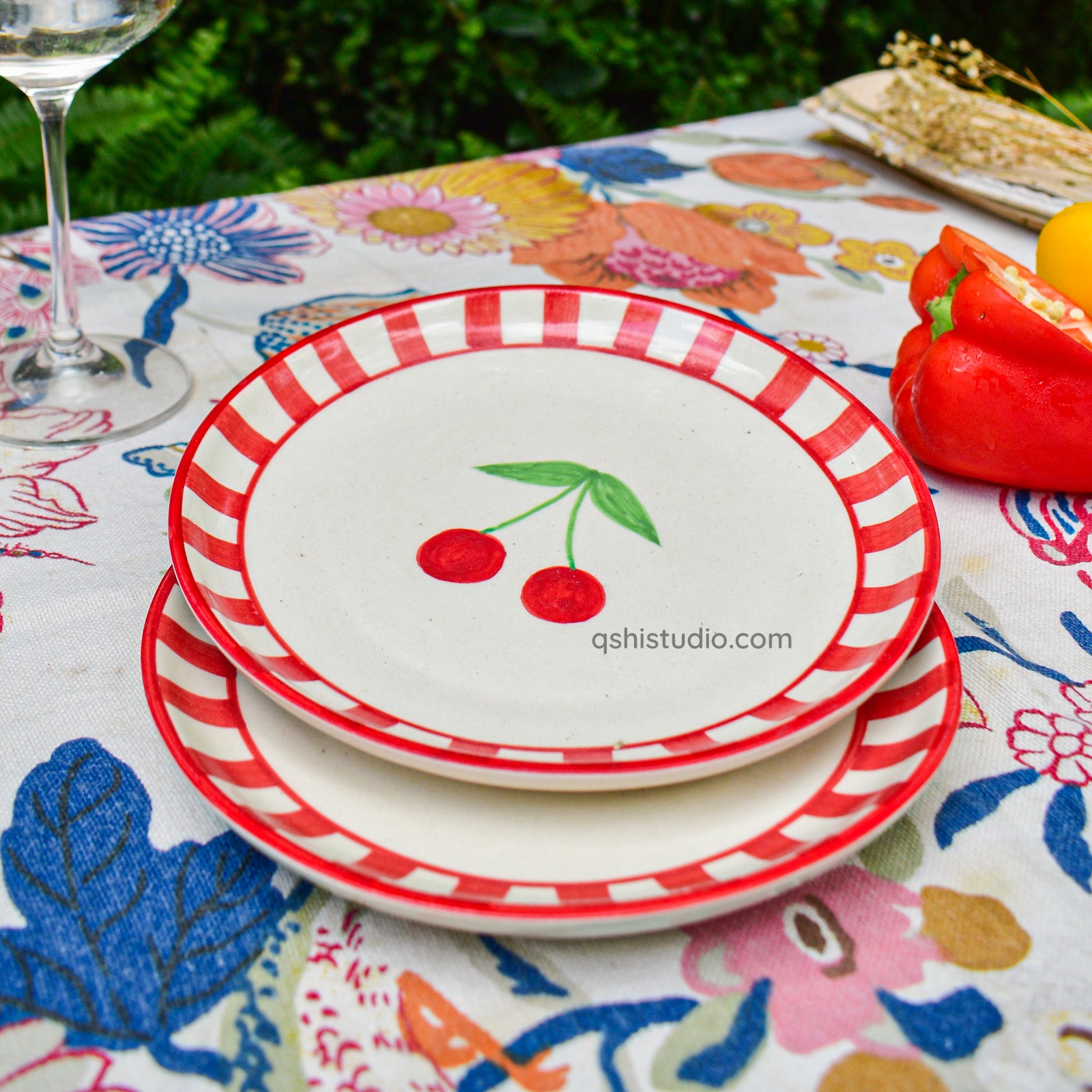 Cute Dessert Plate -  Red Cherry (7 inches)