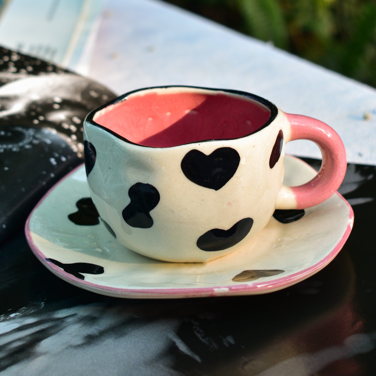 Cute Tea Cup Saucer Set - Cow