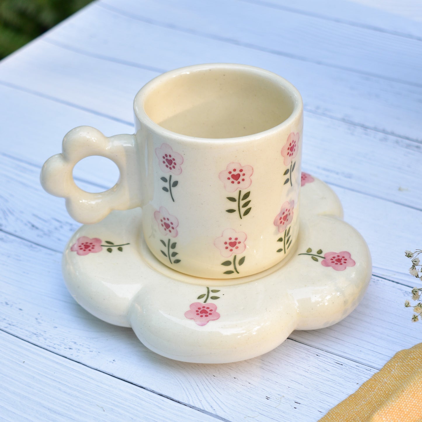 Coffee Ceramic Mug Saucer Set - Good Morning