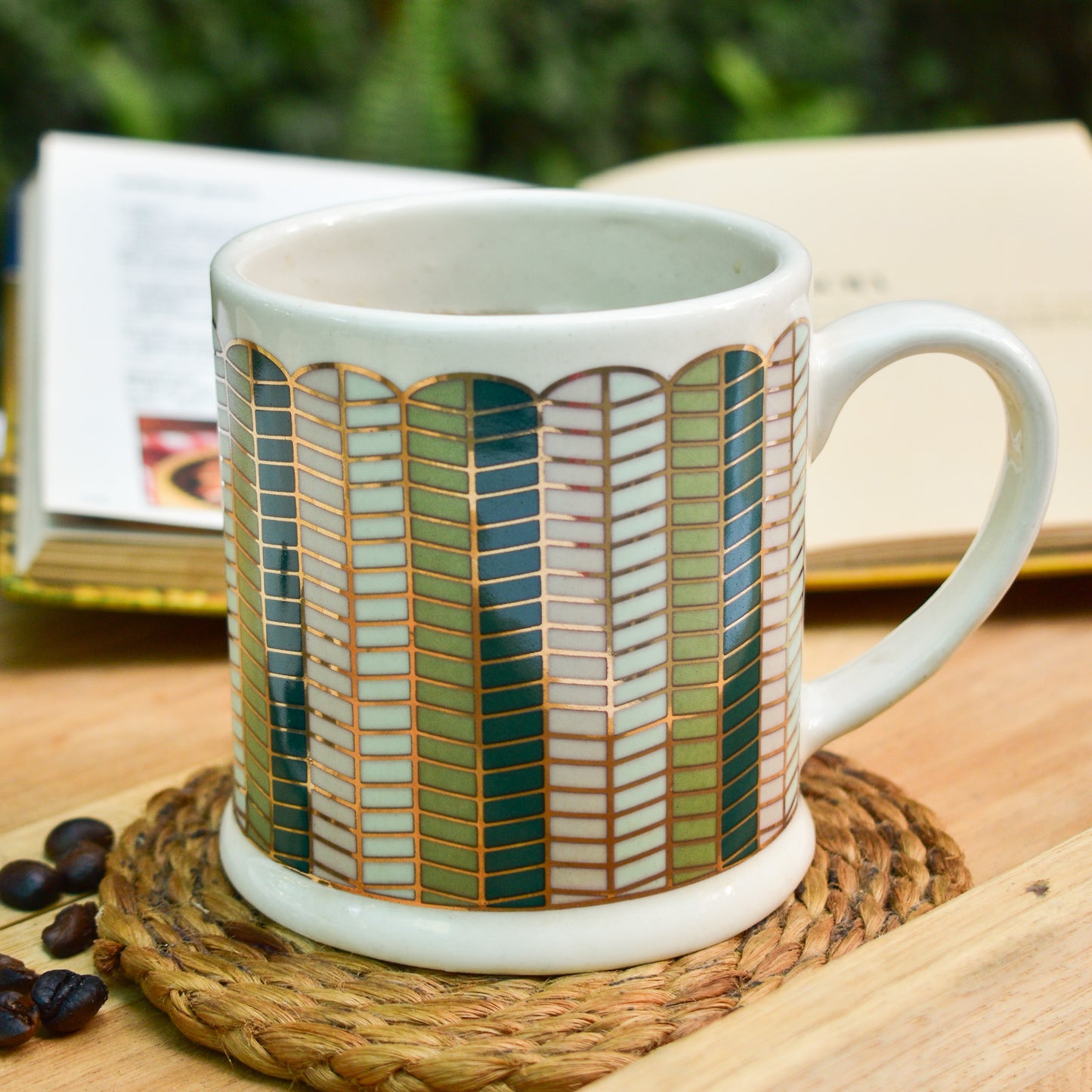 Handmade Ceramic Mug - Golden Leaf