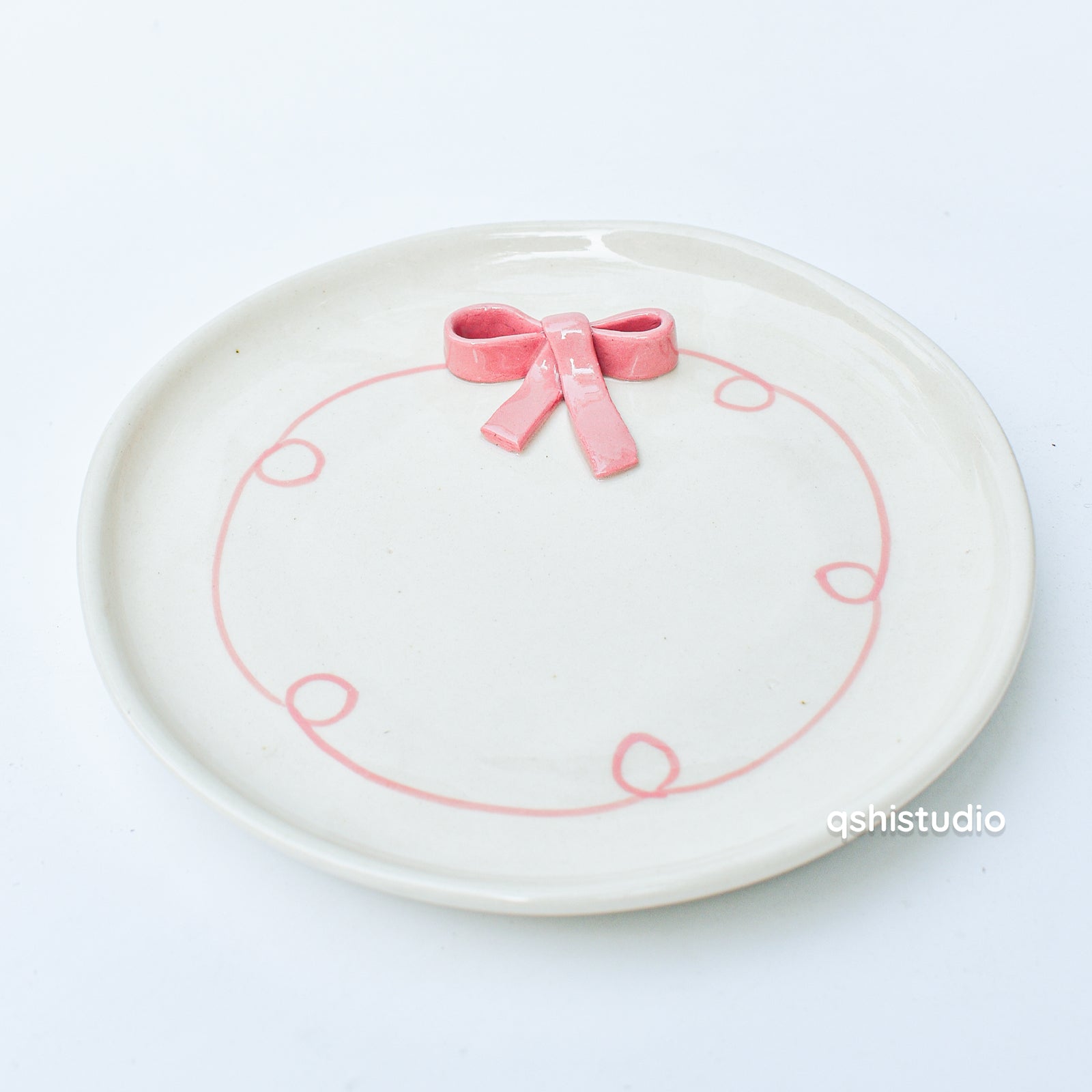 Cute Dessert Plate - Pink Whimsy Bow (7 inches)