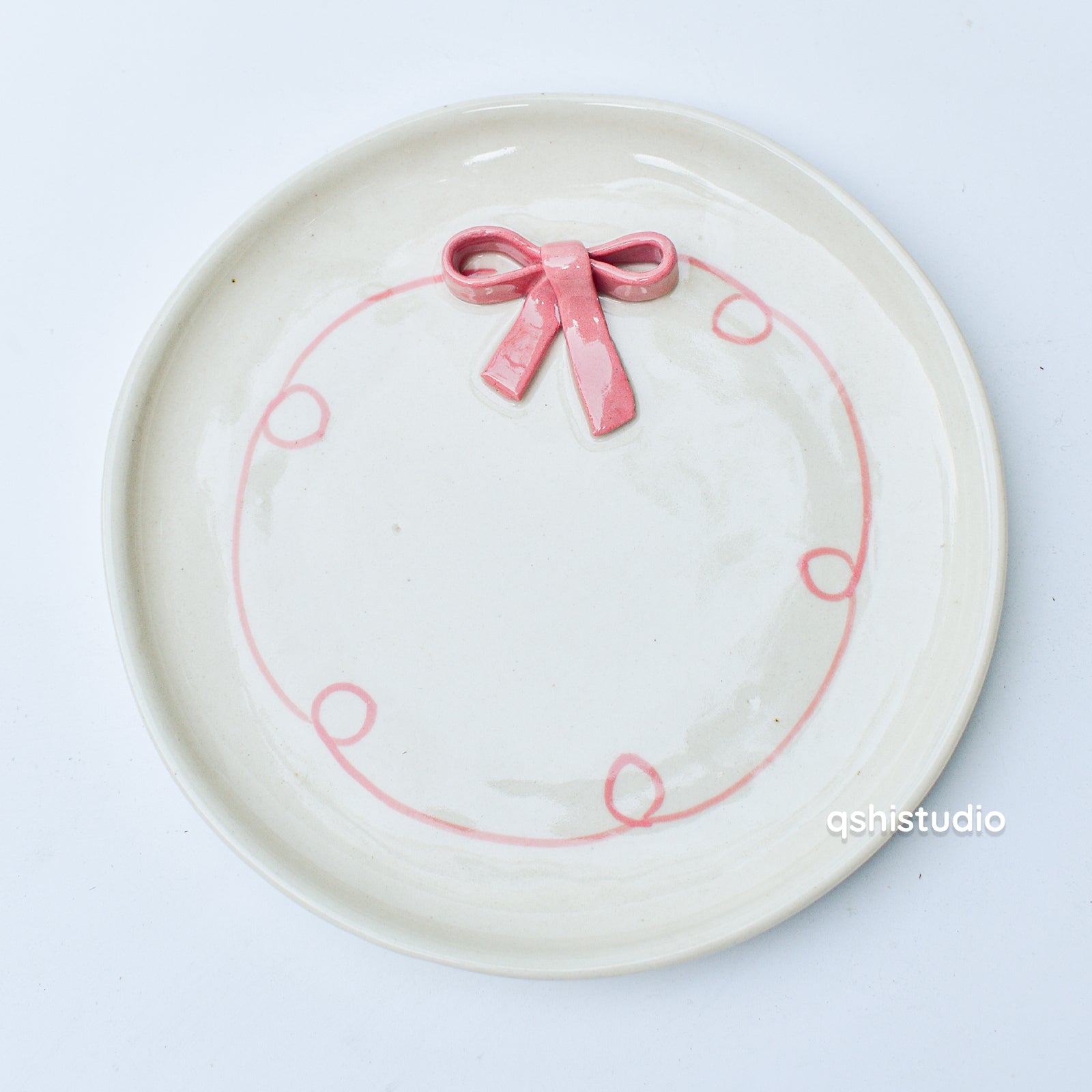 Cute Dessert Plate - Pink Whimsy Bow (7 inches)