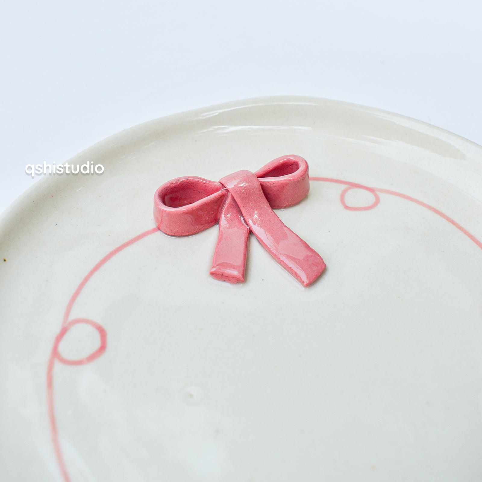 Cute Dessert Plate - Pink Whimsy Bow (7 inches)