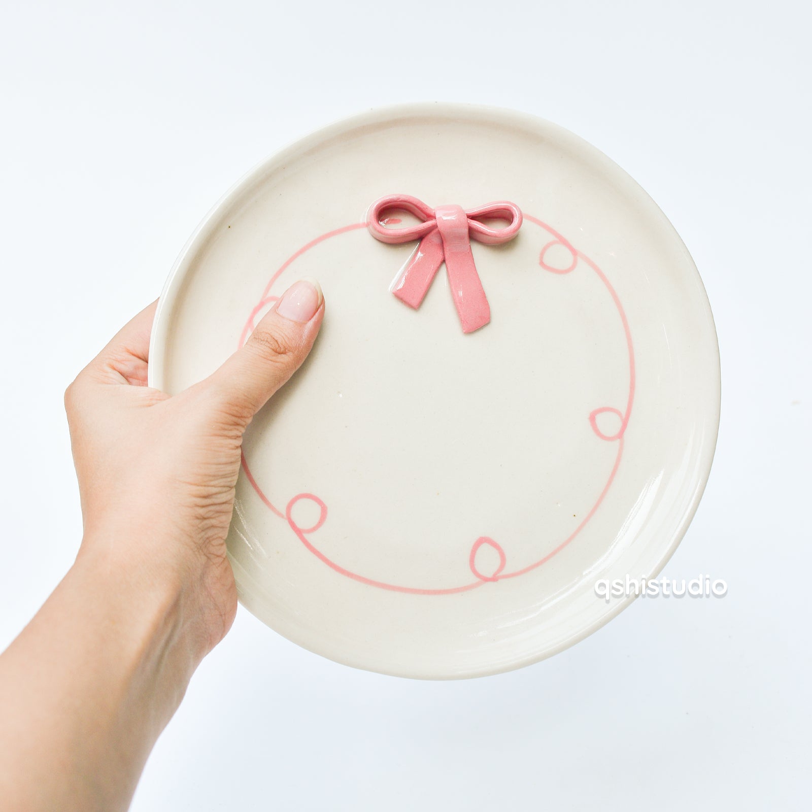 Cute Dessert Plate - Pink Whimsy Bow (7 inches)