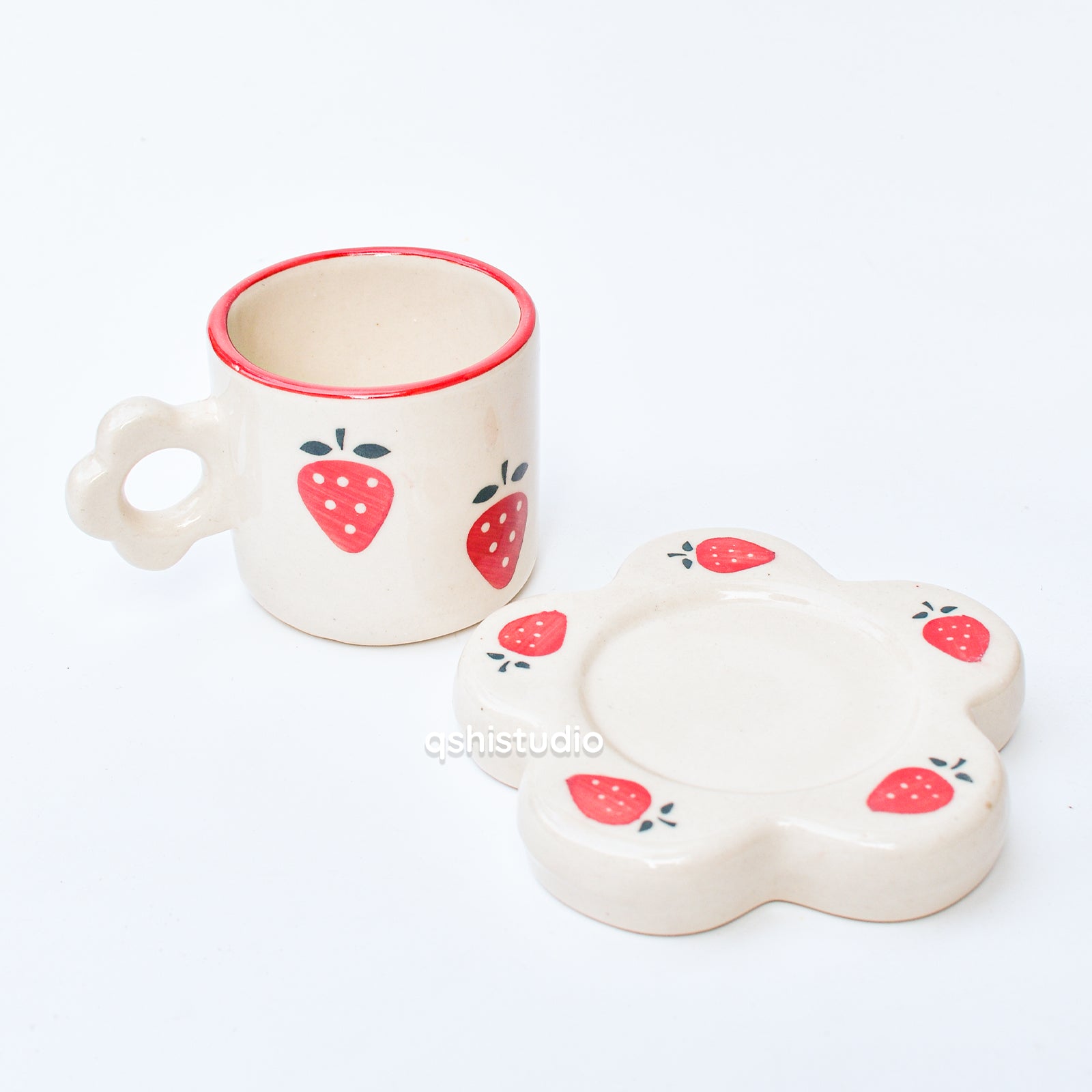 Coffee Cup & Small Matching Coaster Set - Berry Kisses