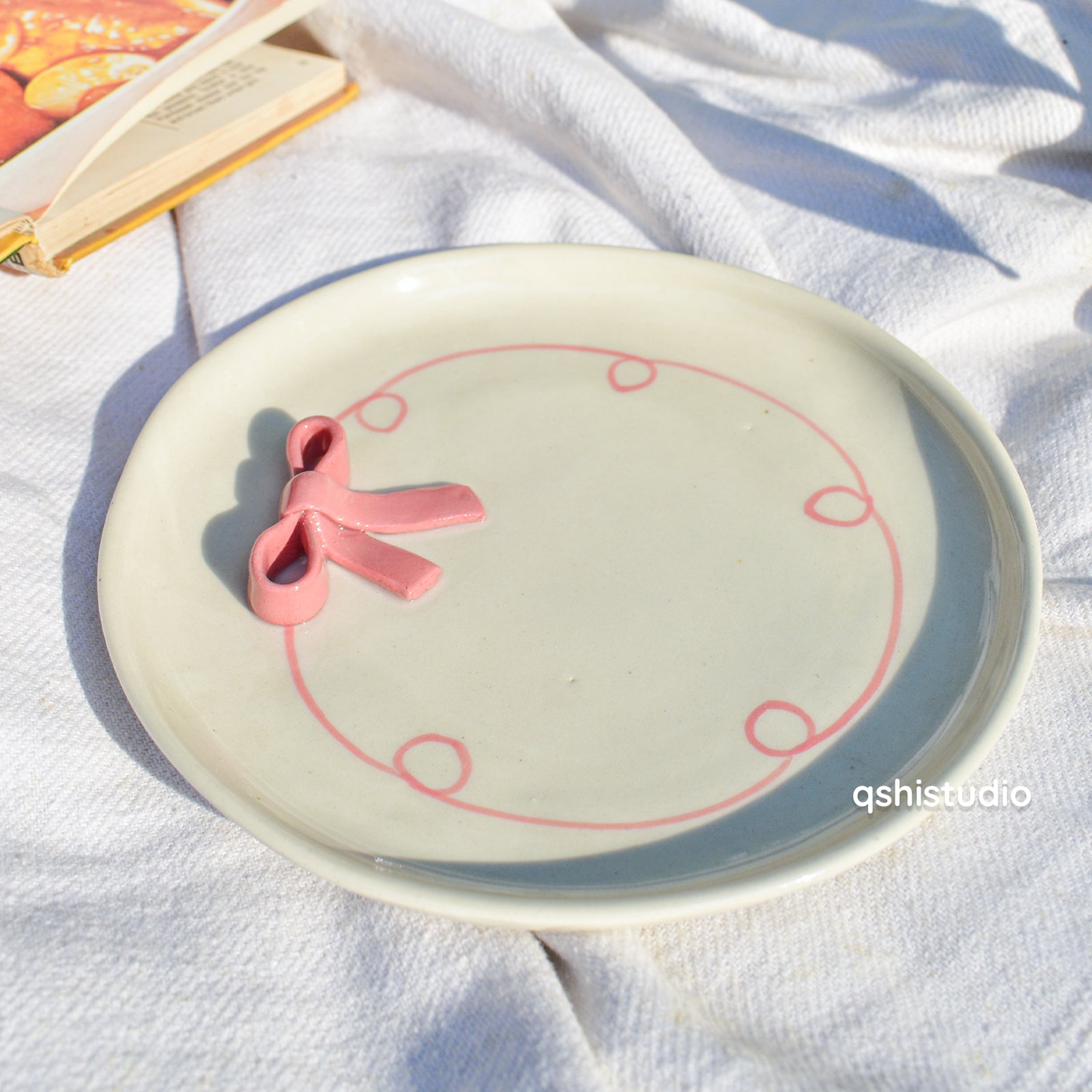Cute Dessert Plate - Pink Whimsy Bow (7 inches)