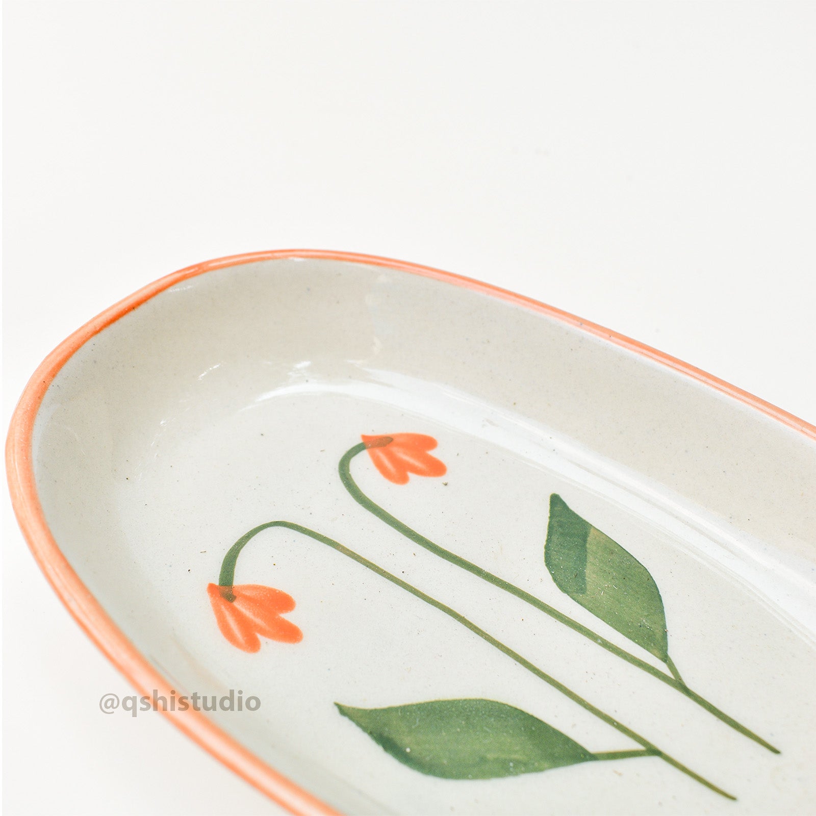 Ceramic Oval Bowl - Amber Flower ( 1 pc )