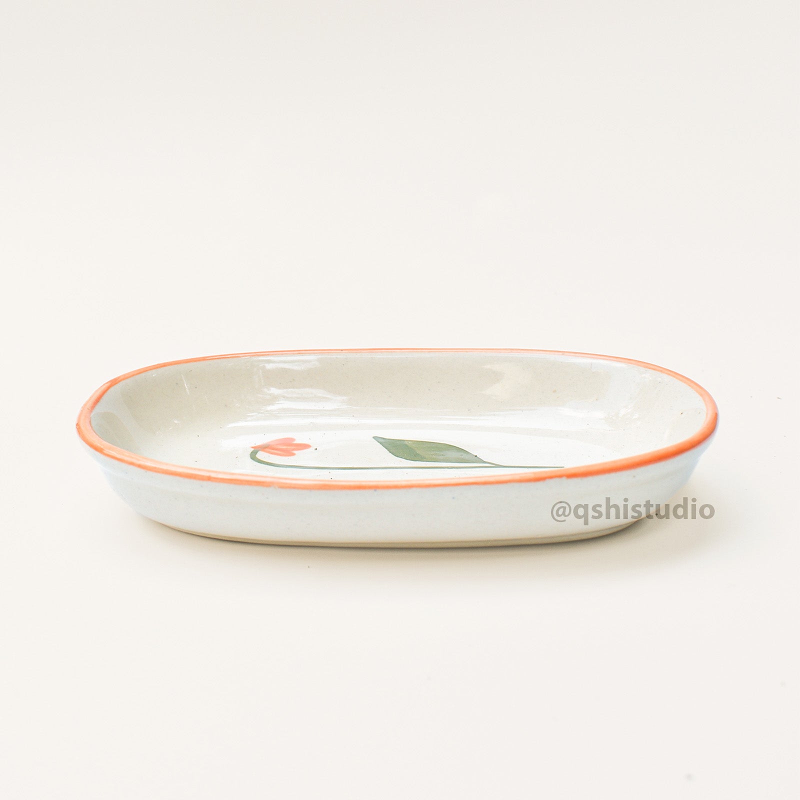 Ceramic Oval Bowl - Amber Flower ( 1 pc )