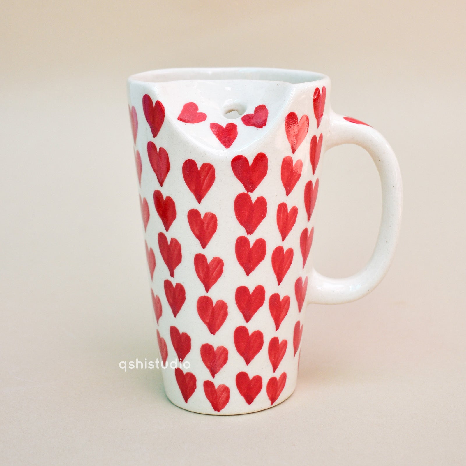 Aesthetic Tall Latte Mug With Straw - Summer Heart