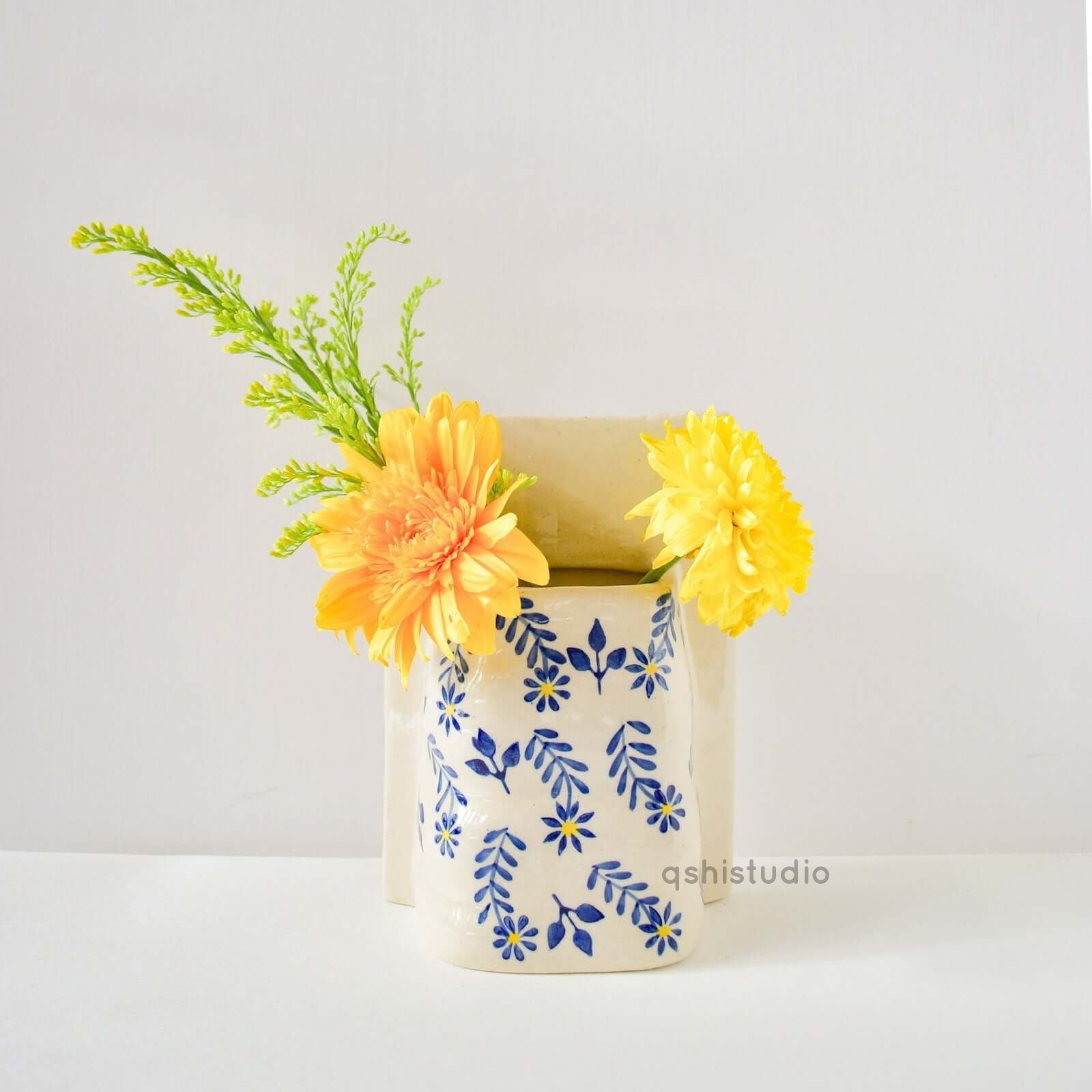 Ceramic Wall Planter - Indigo