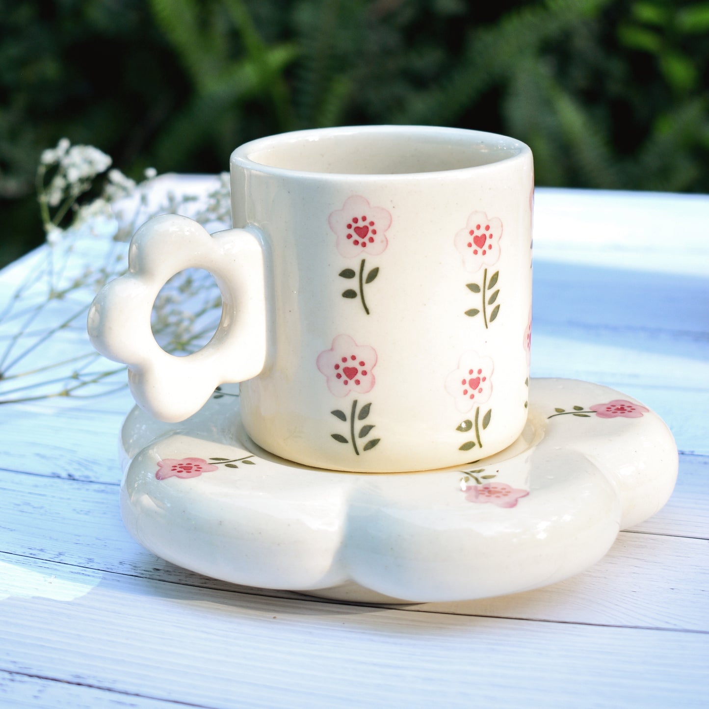 Coffee Ceramic Mug Saucer Set - Good Morning