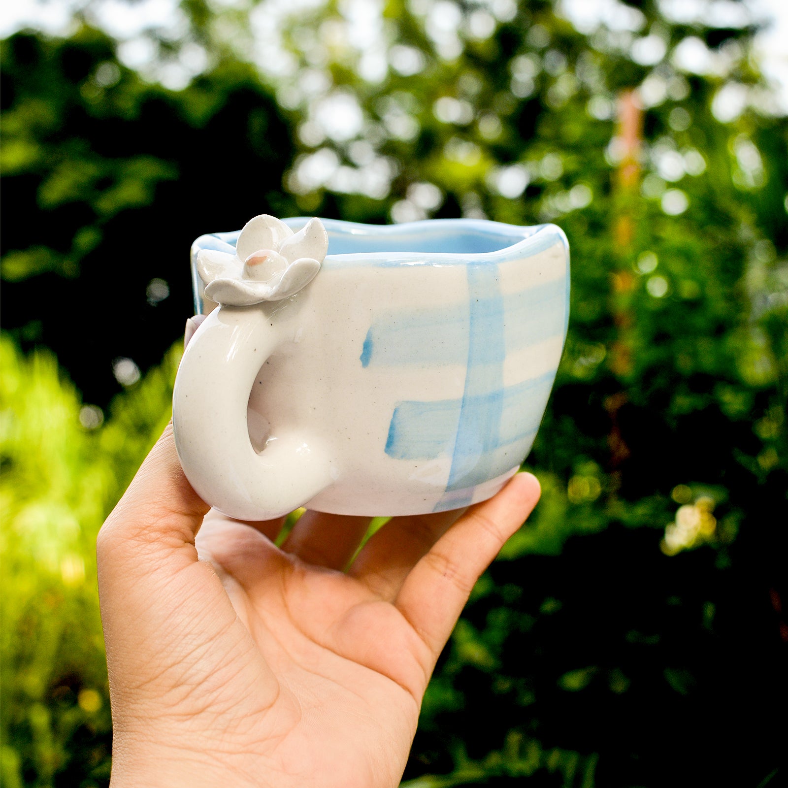 Handmade Ceramic Cups - Daisy (Blue)