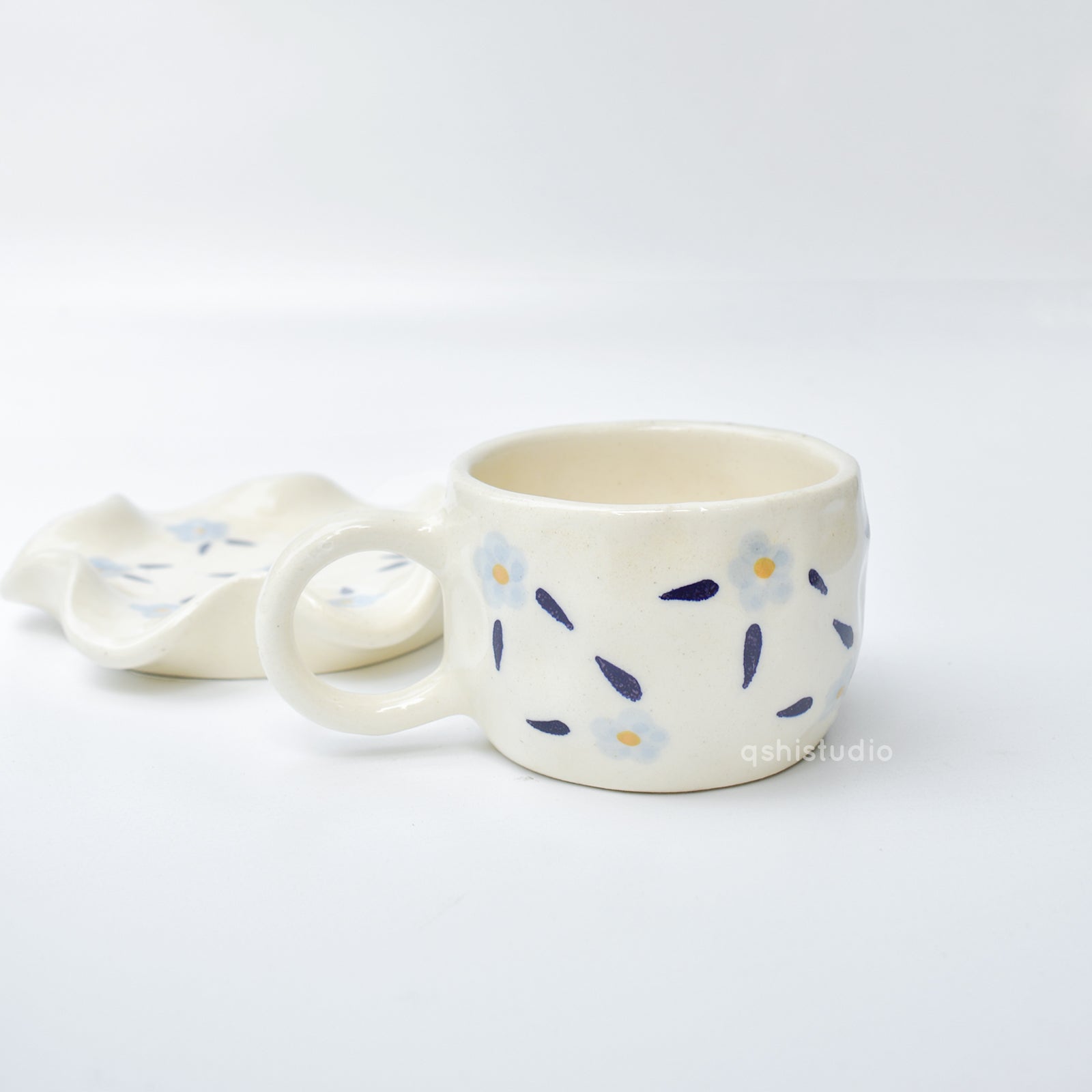 Daisy Blue Tea Cup & Coaster Set