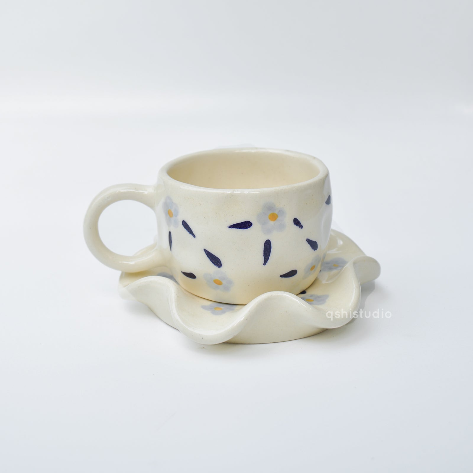 Daisy Blue Tea Cup & Coaster Set
