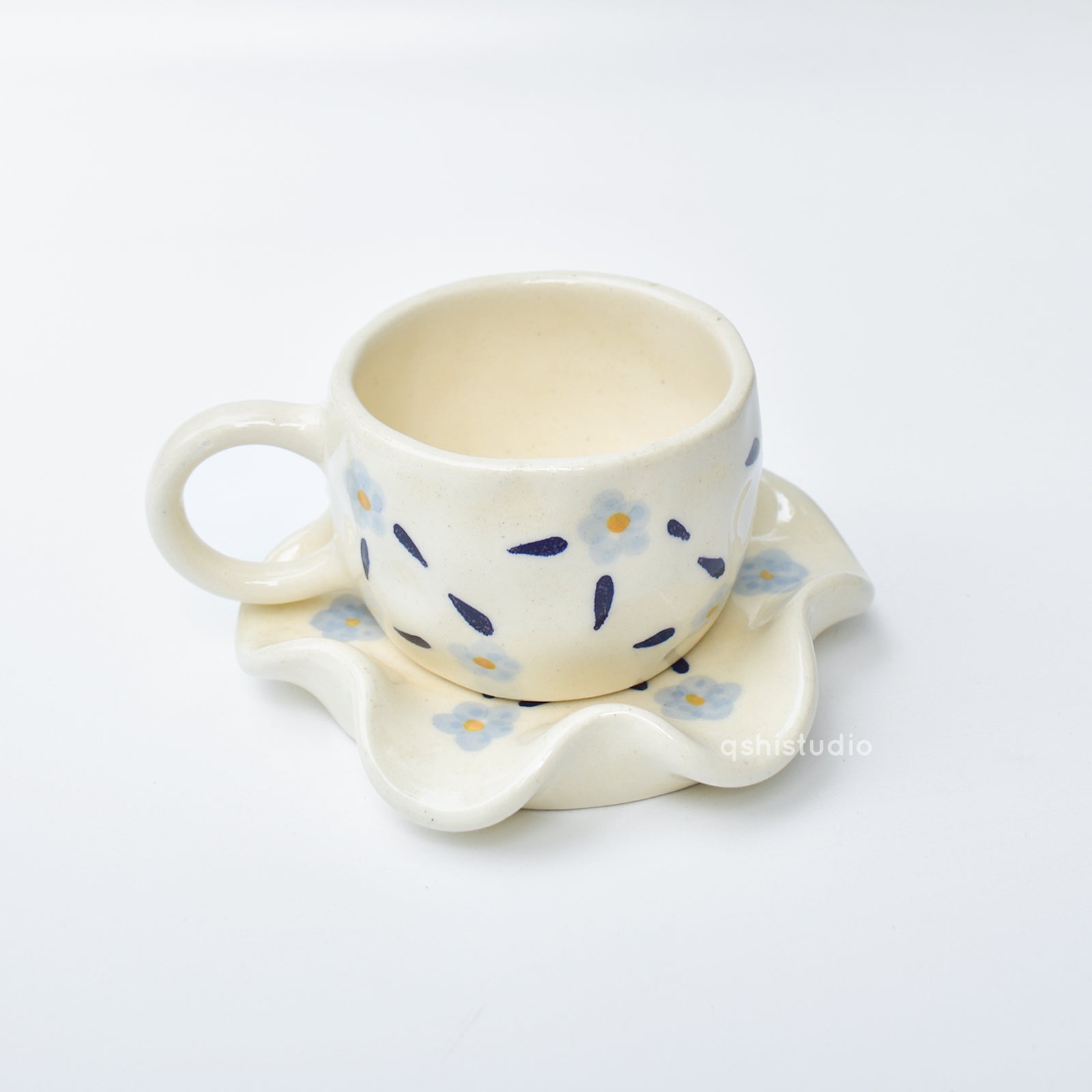 Daisy Blue Tea Cup & Coaster Set