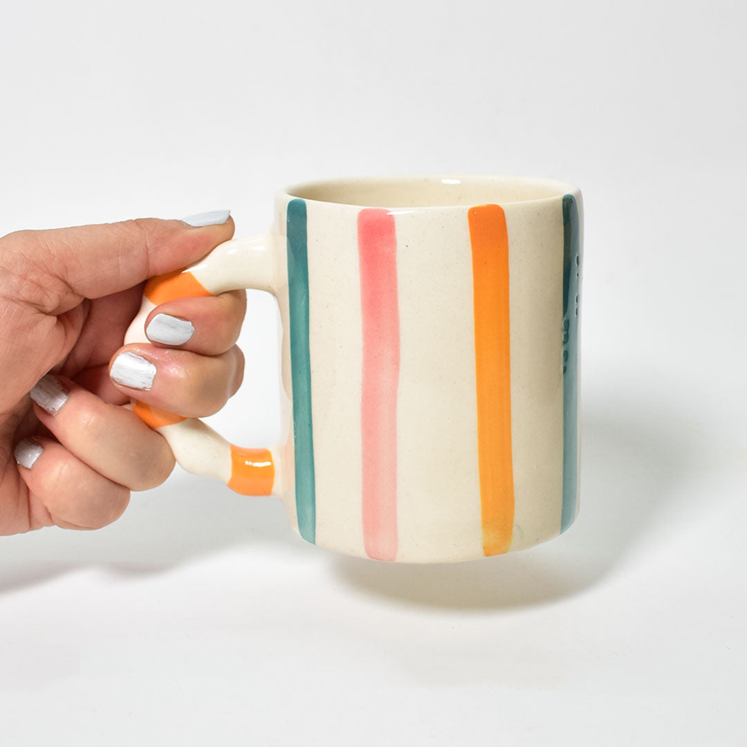 Ceramic Mug - Multi colored stripes