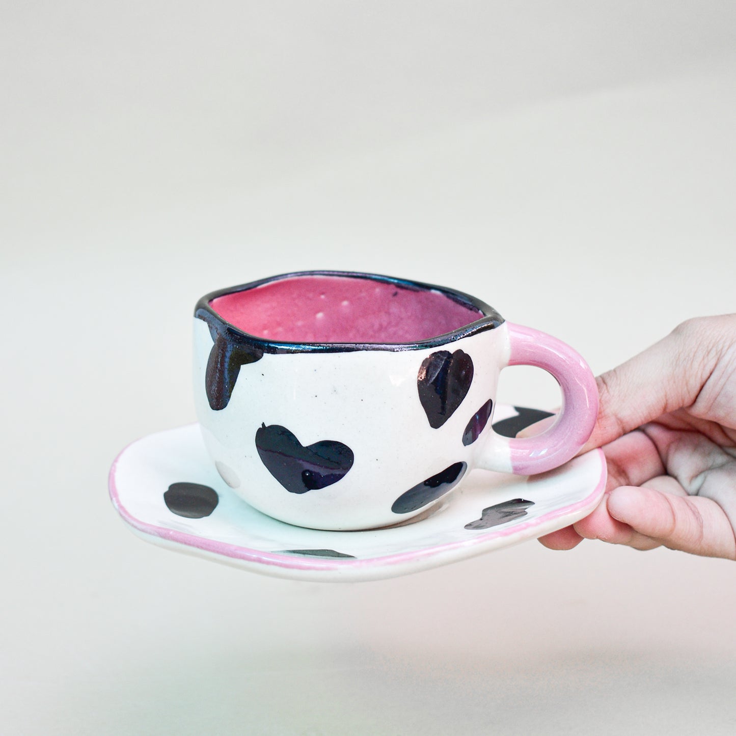 Cute Tea Cup Saucer Set - Cow