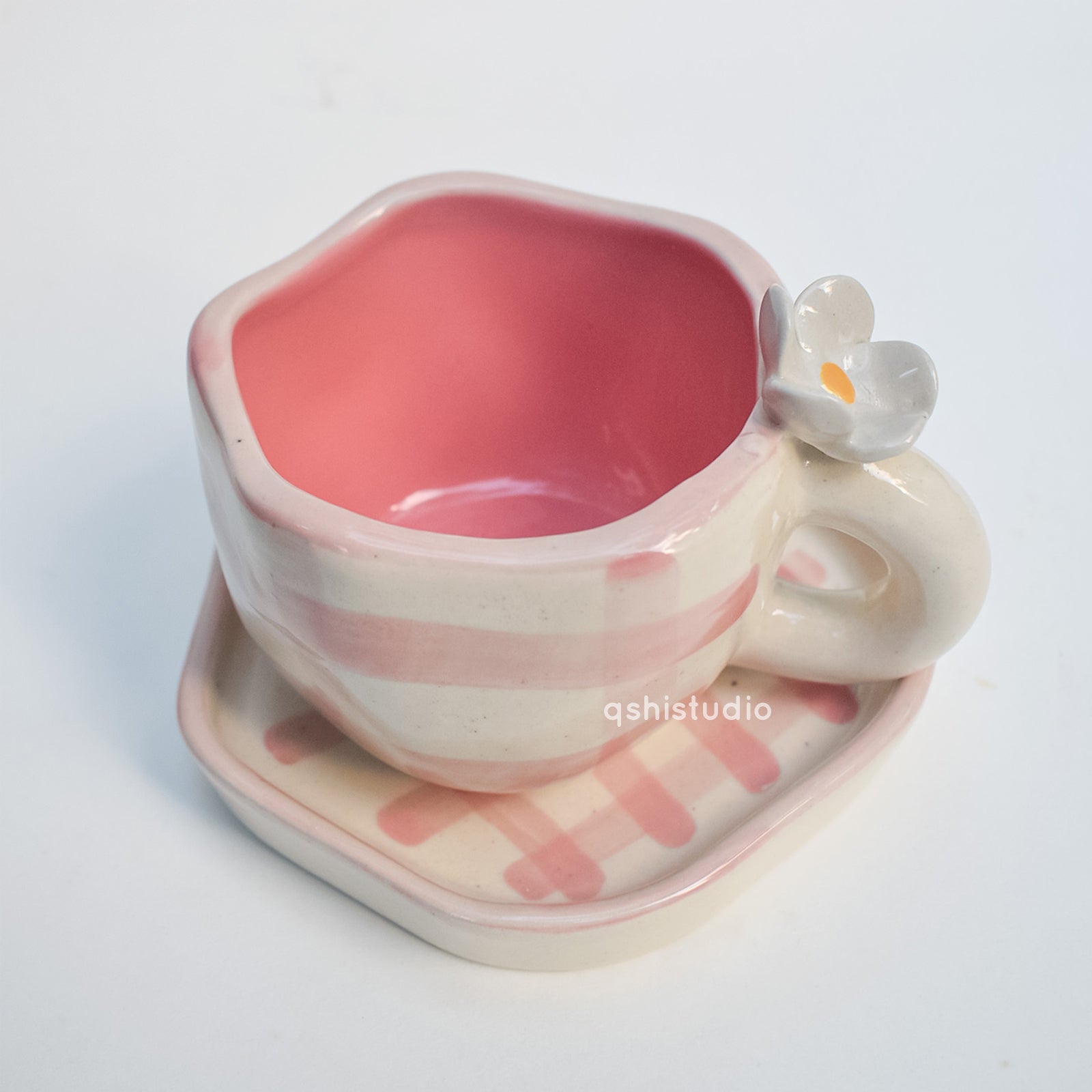 Handmade Ceramic Cups - Daisy (Pink)