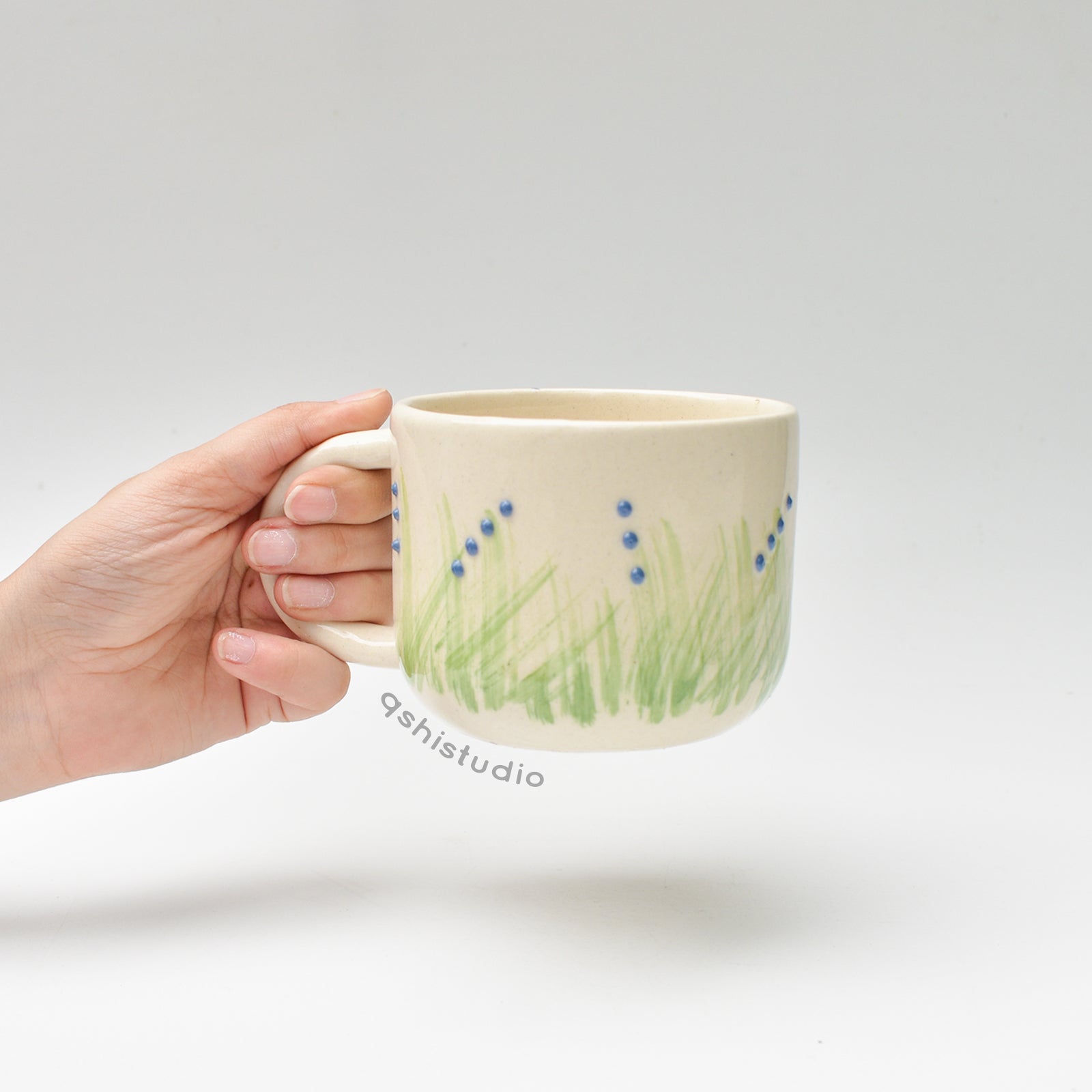 Ceramic Coffee Cup - Blue Fern