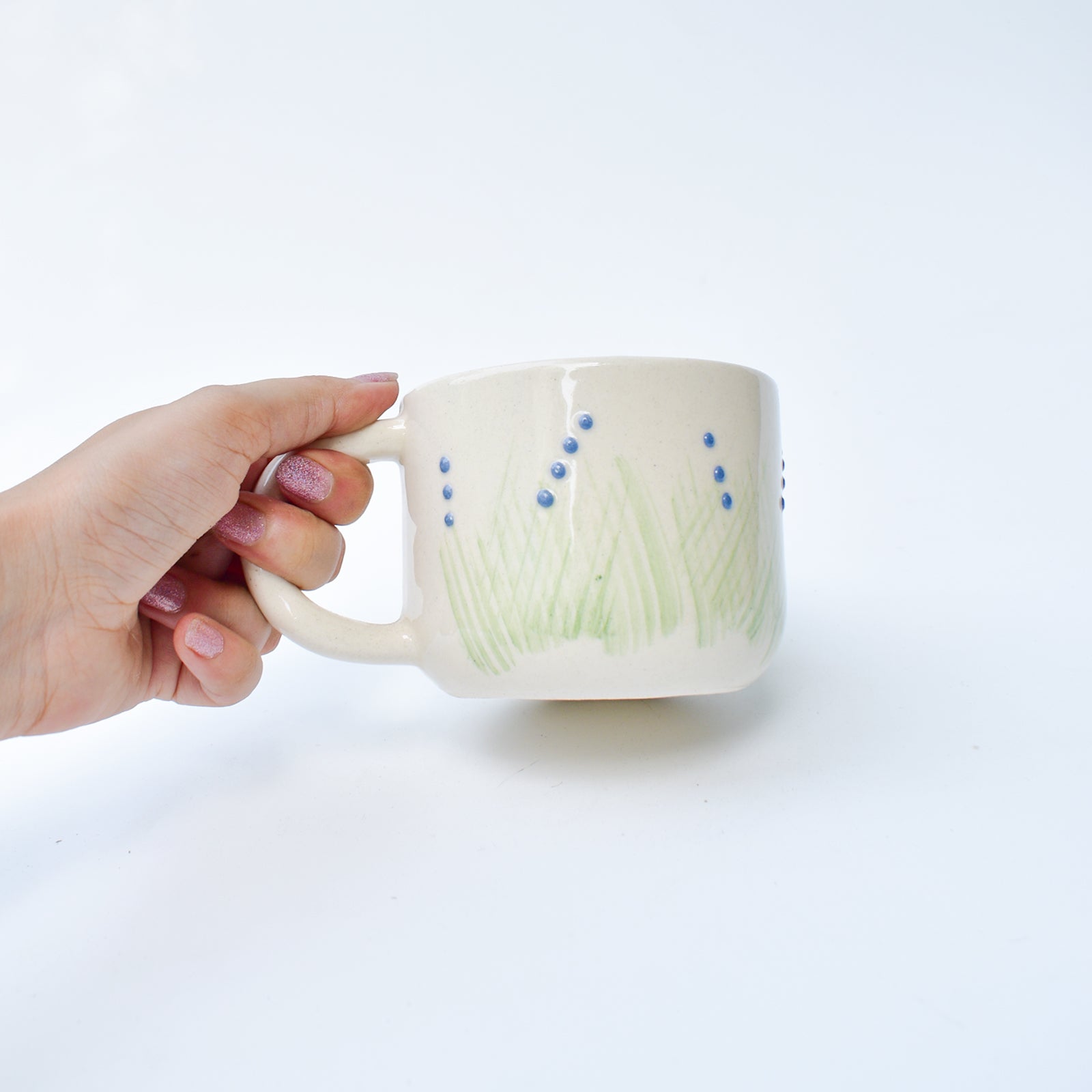 Ceramic Coffee Cup - Blue Fern