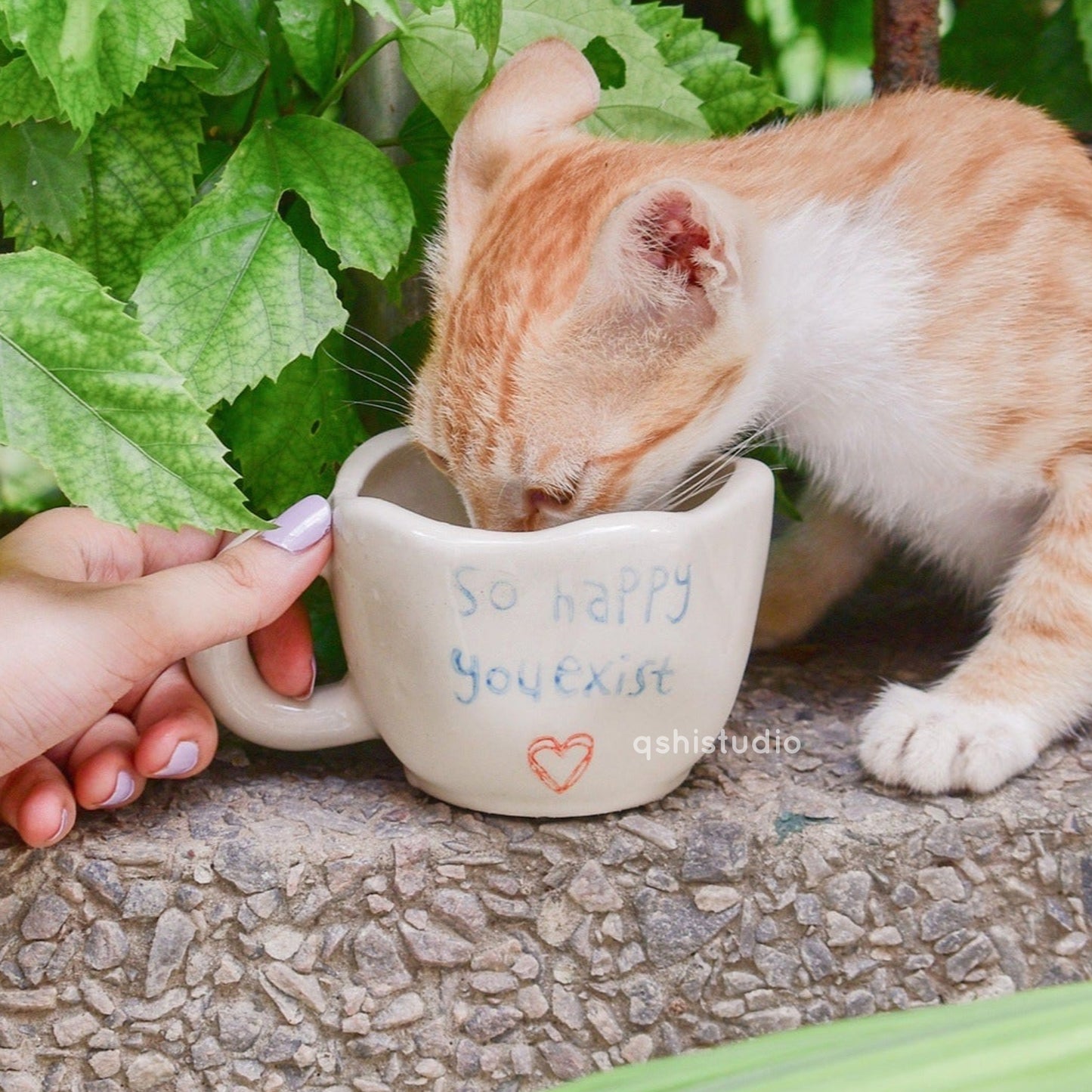 Adorable Cute Handmade Ceramic Coffee Mug - Happy